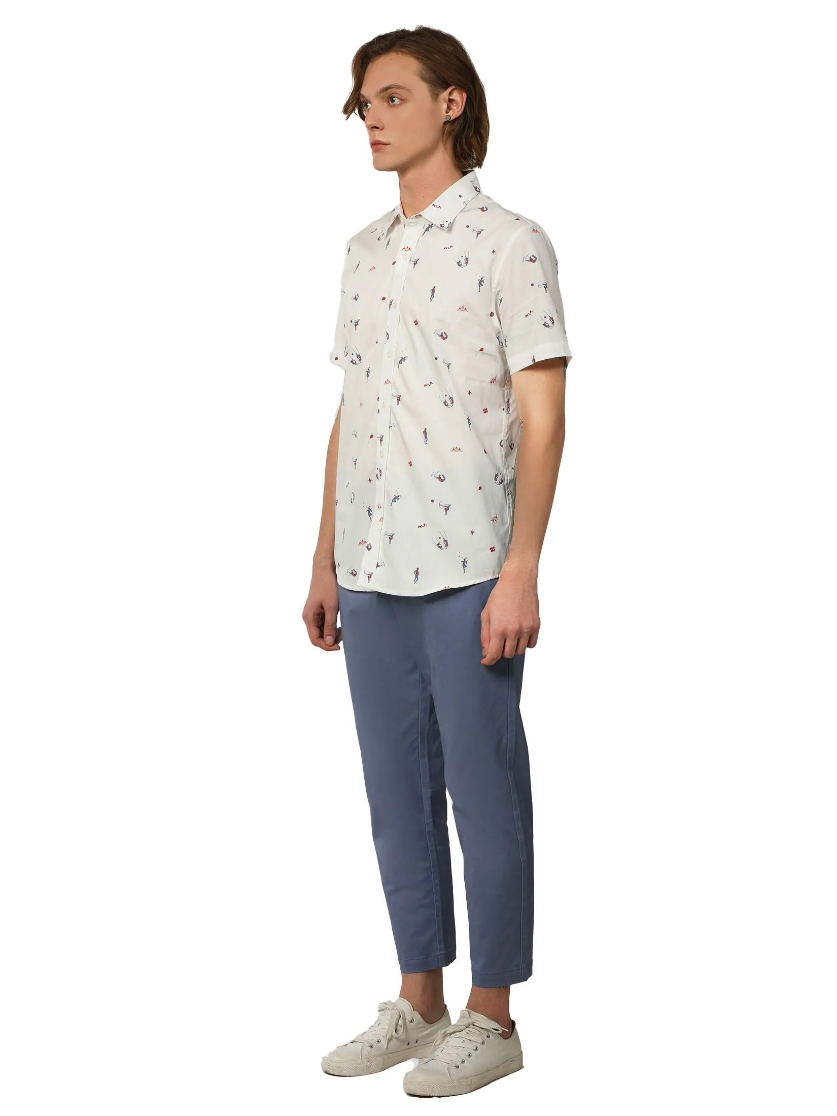 JOHN HENRY Men's Short Sleeves Shirts (Slim Fit) MERRIMENT Off White