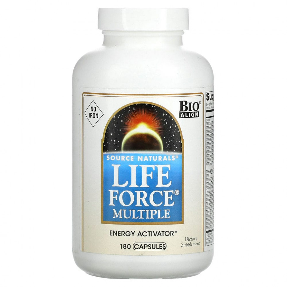 Source Naturals, Life Force Multiple, без железа, 180 капсул