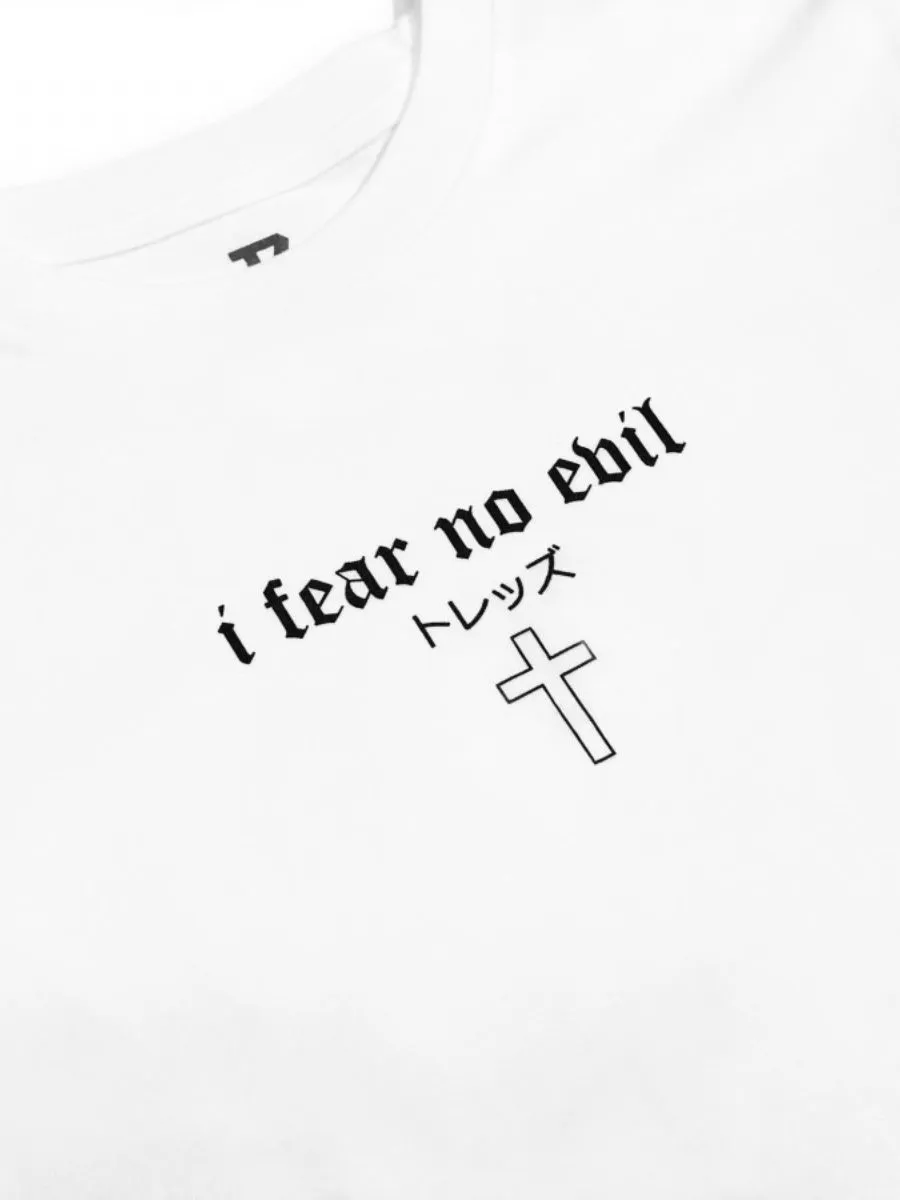 TZ WORLDWIDE MEN T-SHIRT TZ I FEAR NO EVIL LONG SLEEVE WHITE
