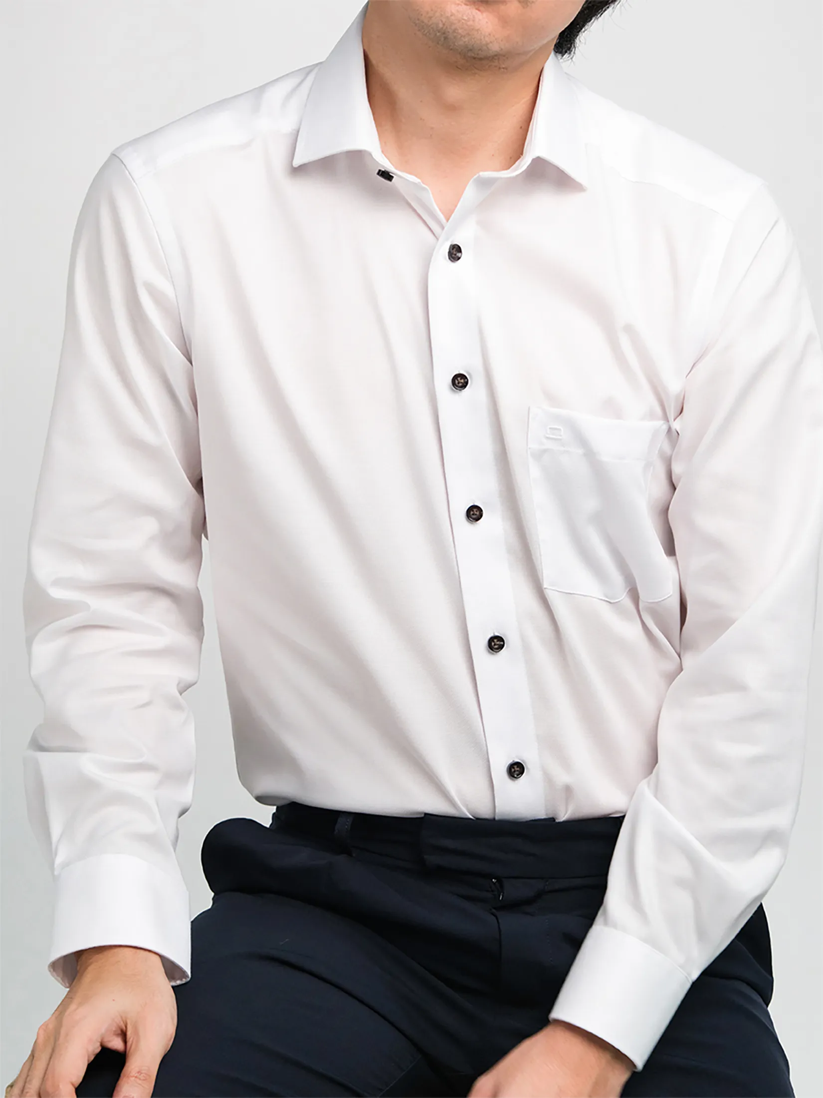 OLYMP MEN SHIRT LONG SLEEVES BUSINESS SHIRT MODERN FIT EASY IRON WHITE