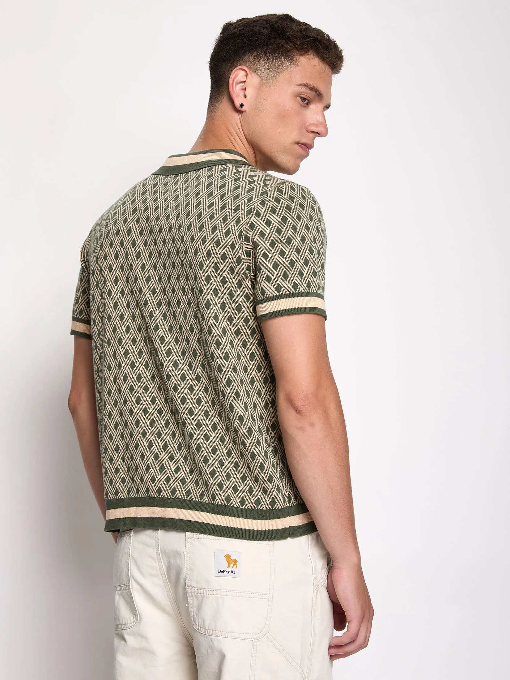 DEFRY 01 Men Sweater Short Sleeves 2507EASM071 Green