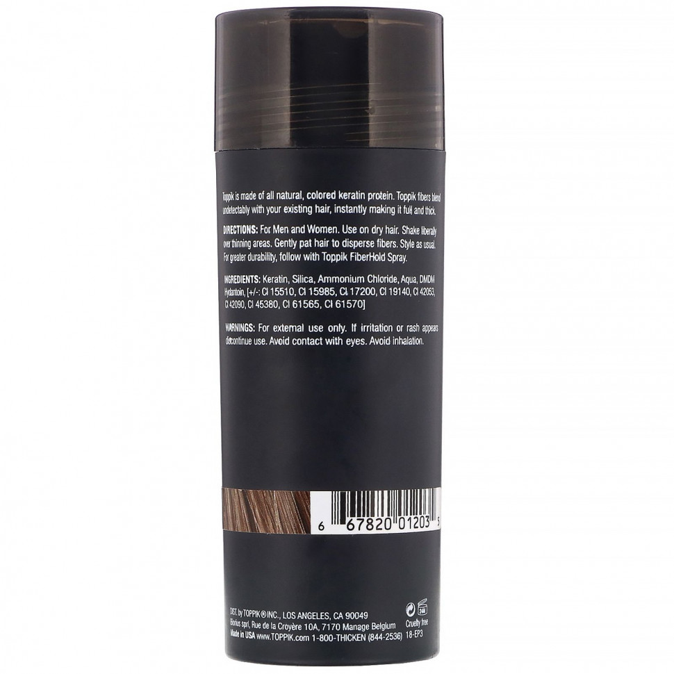 Toppik, Hair Building Fibers, волокна, оттенок коричневый, 27,5 г