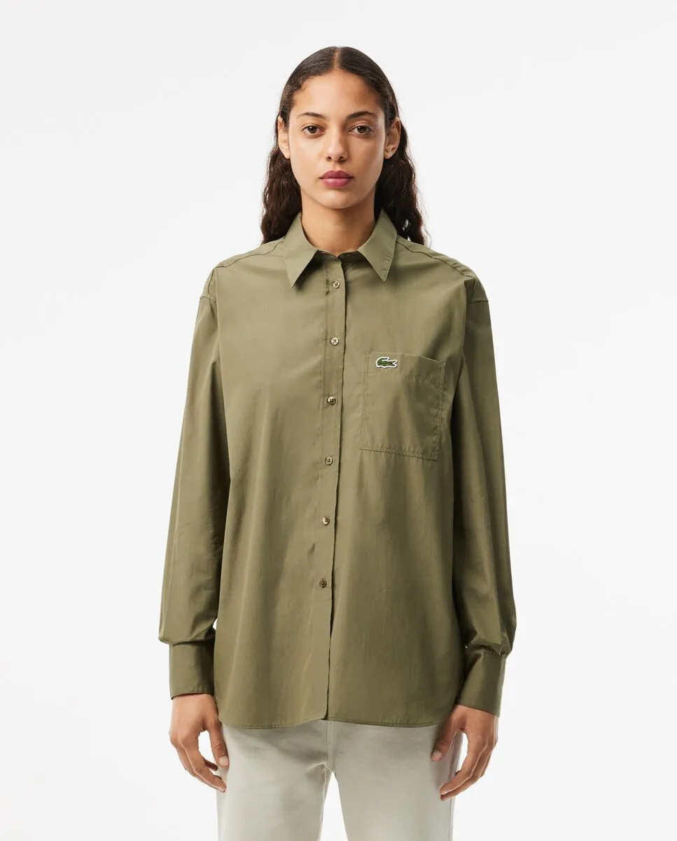 LACOSTE Oversized Poplin Shirt Green