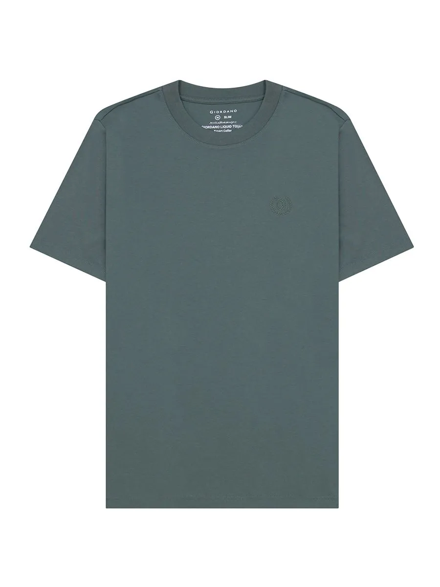 GIORDANO Men's Interlock Embroidery Tee (Liquid Touch)  Balsam Green