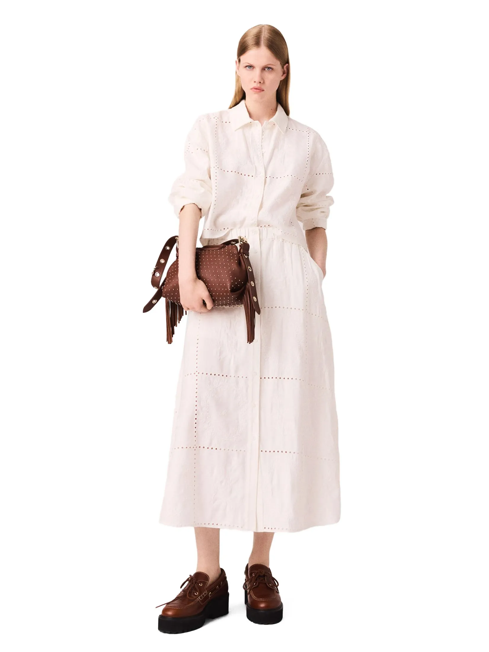 MAJE Women Midi Skirt Embroidered Size - 38 EU