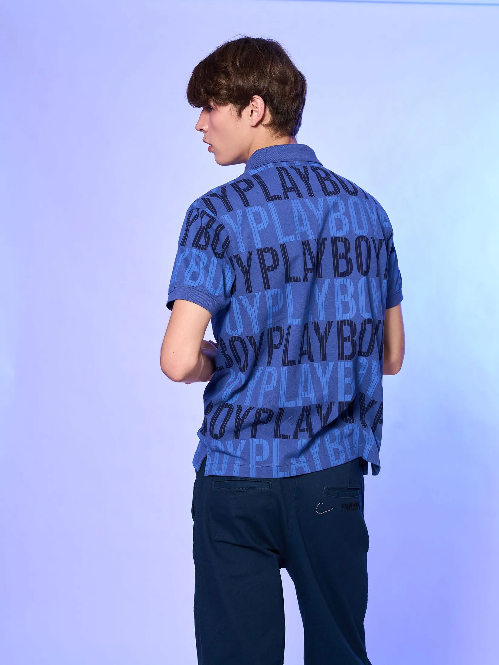 PLAYBOY Men Polo  blue color