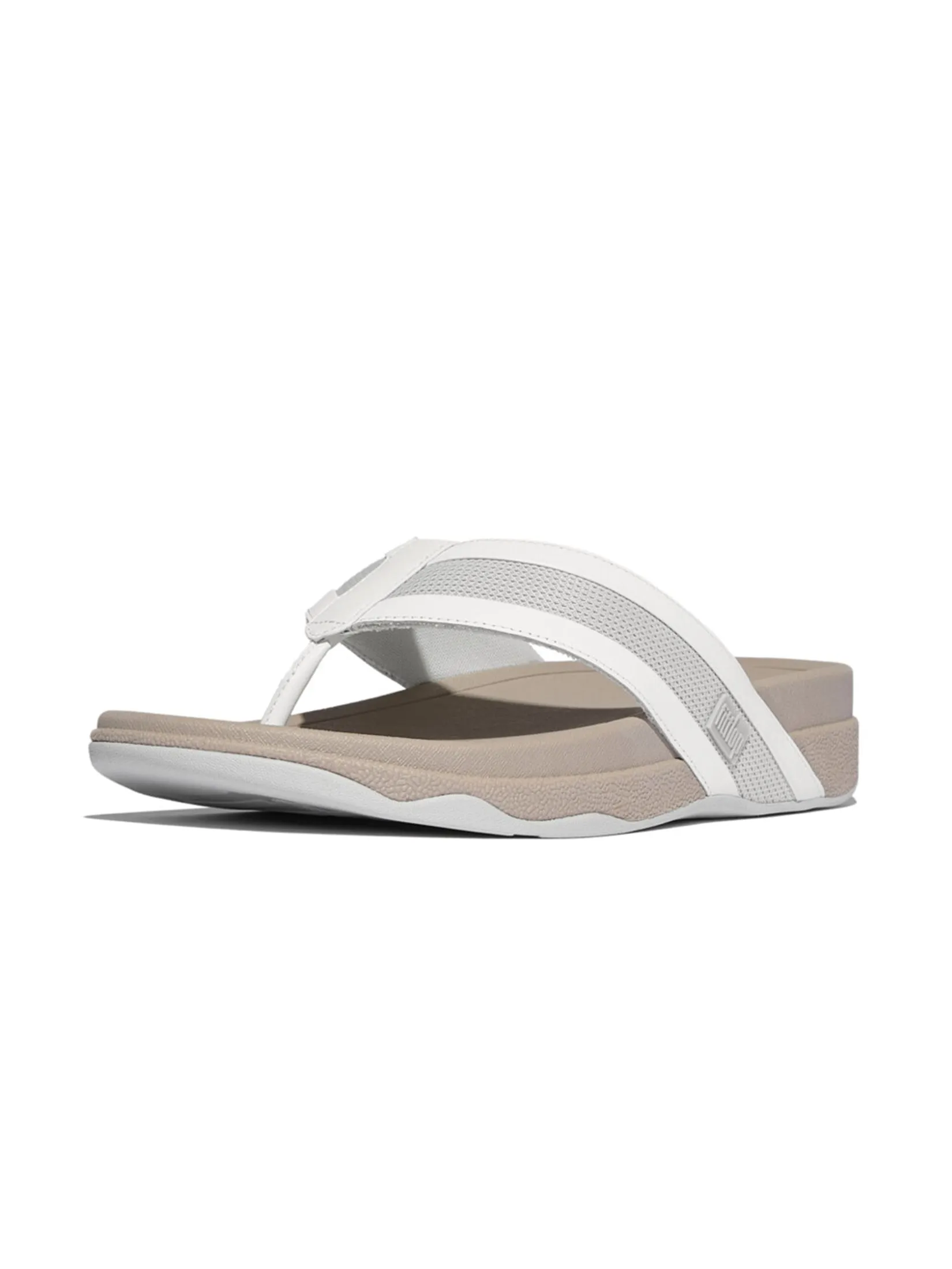 FitFlop™ MEN'S SURFER LEATHER/MESH TOE-POST WHITE