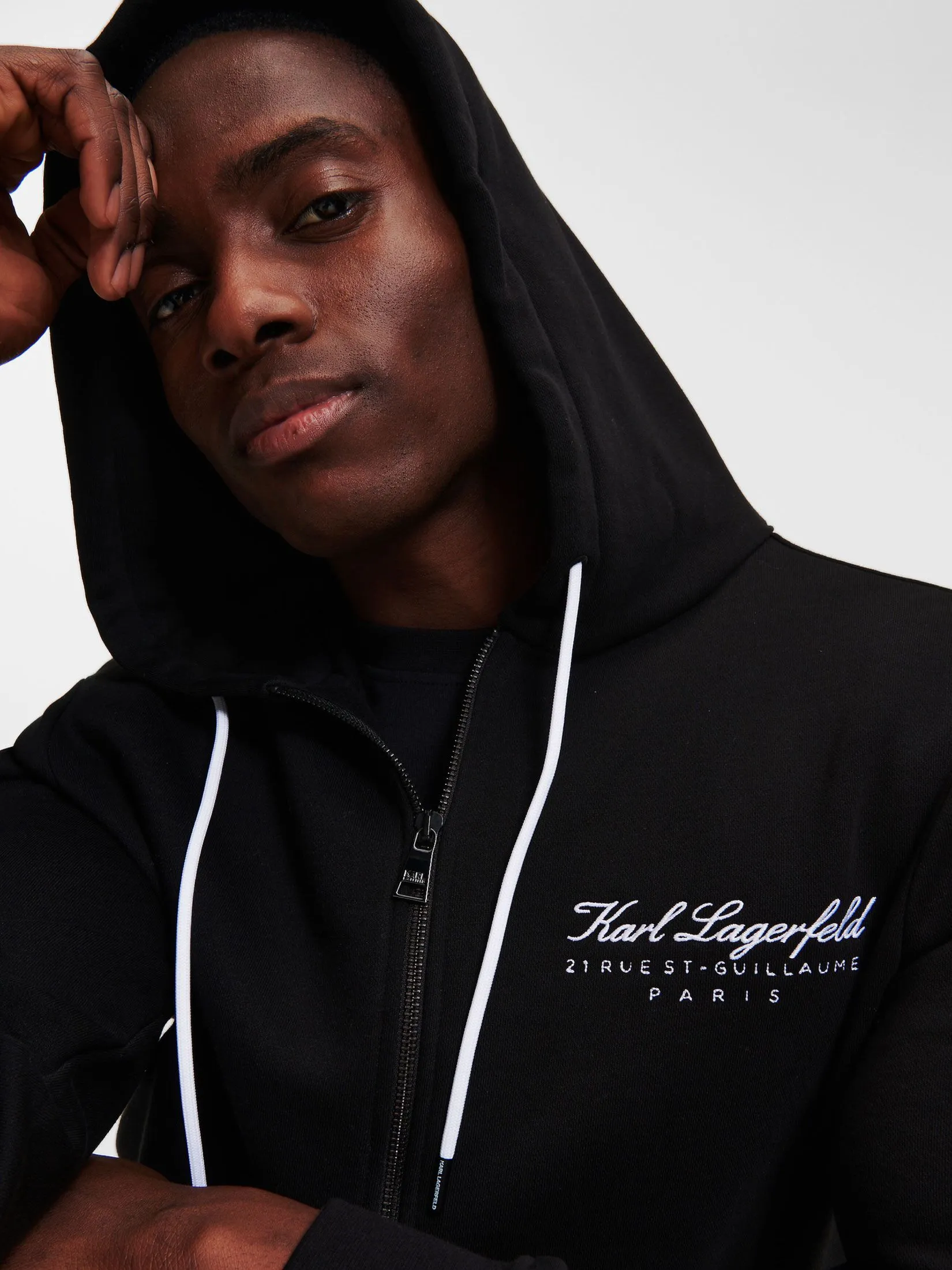 KARL LAGERFELD HOTEL KARL ZIP UP HOODIE BLACK