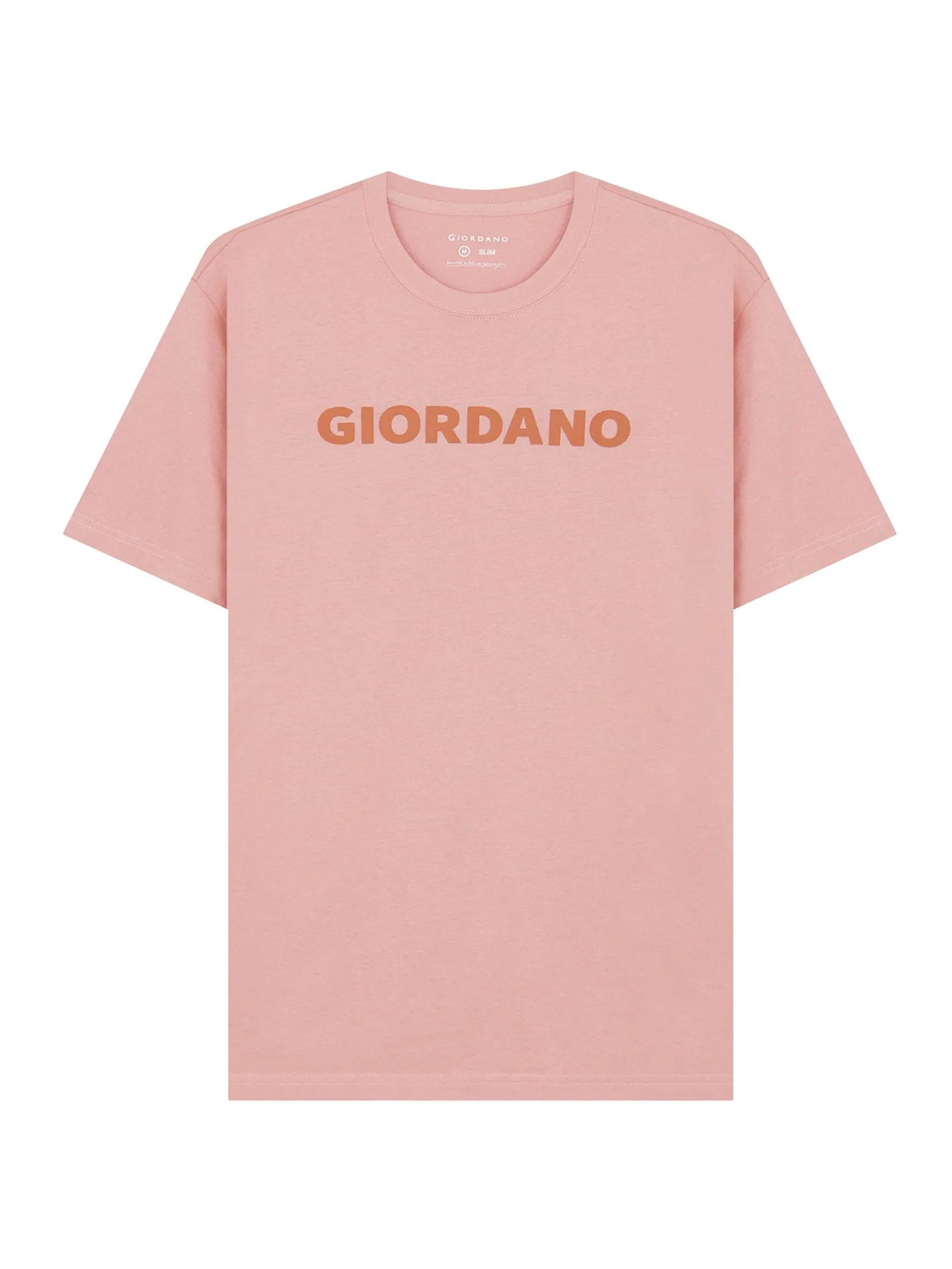 GIORDANO Men's Slim Jersey Printed Tee (Signature) Rose Tan