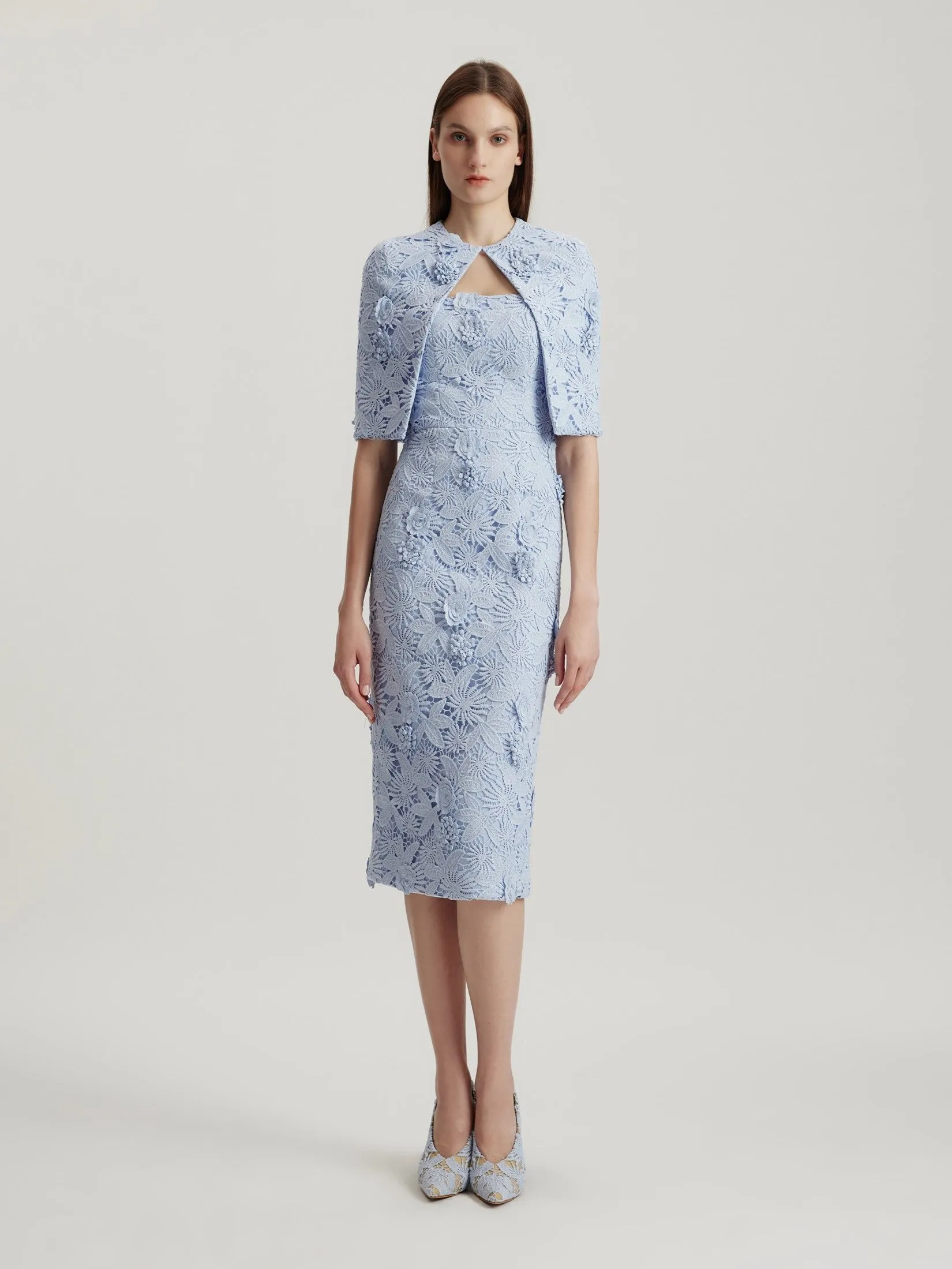 ASAVA ( AW24 ) Soraya Floral-lace Column Women Dress Blue
