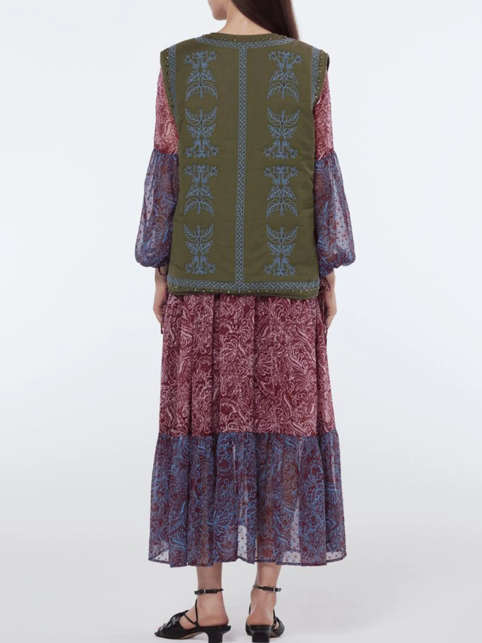 SCOTCH&SODA Women Gilet Floral Embroidered Classic Green