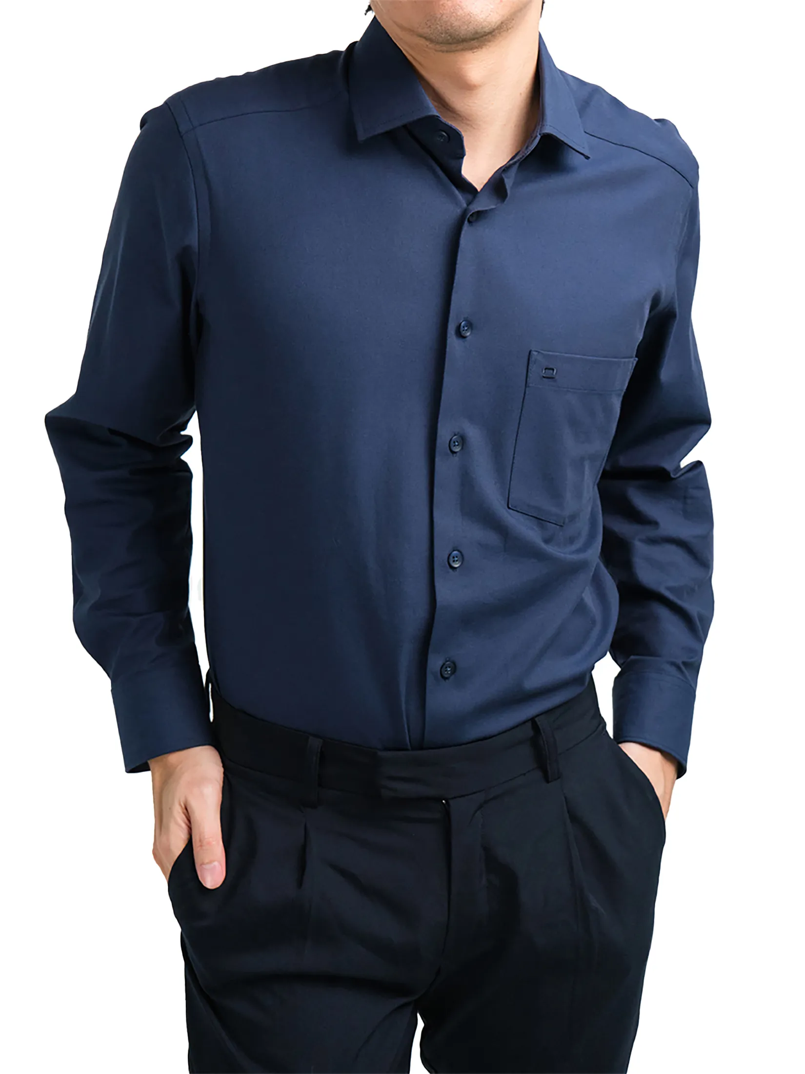 OLYMP MEN SHIRT LONG SLEEVES BUSINESS SHIRT MODERN FIT EASY IRON NAVY BLUE Size - 40