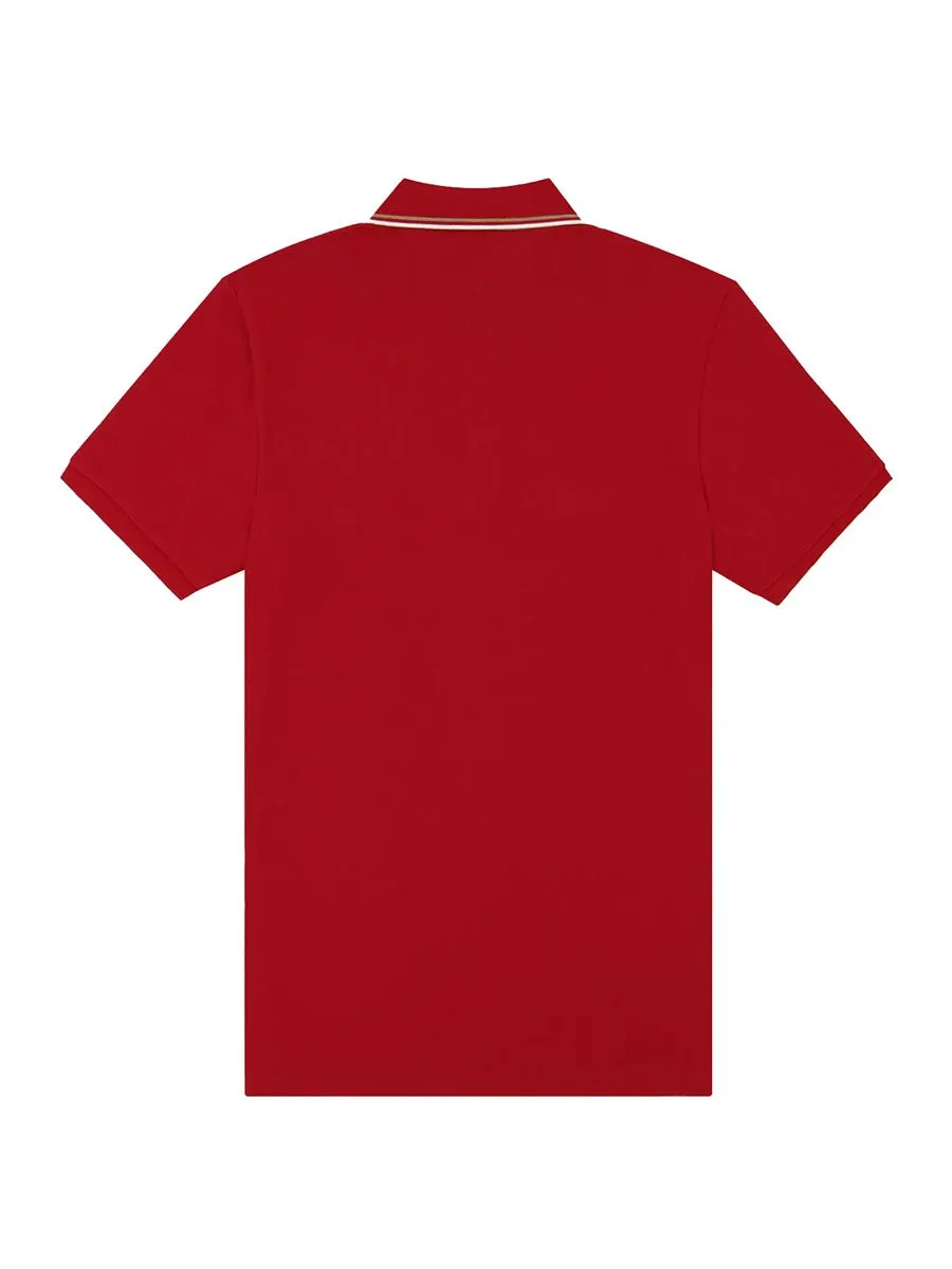 GIORDANO Men's Pique Deer Embroidery Bold Polo Haute Red