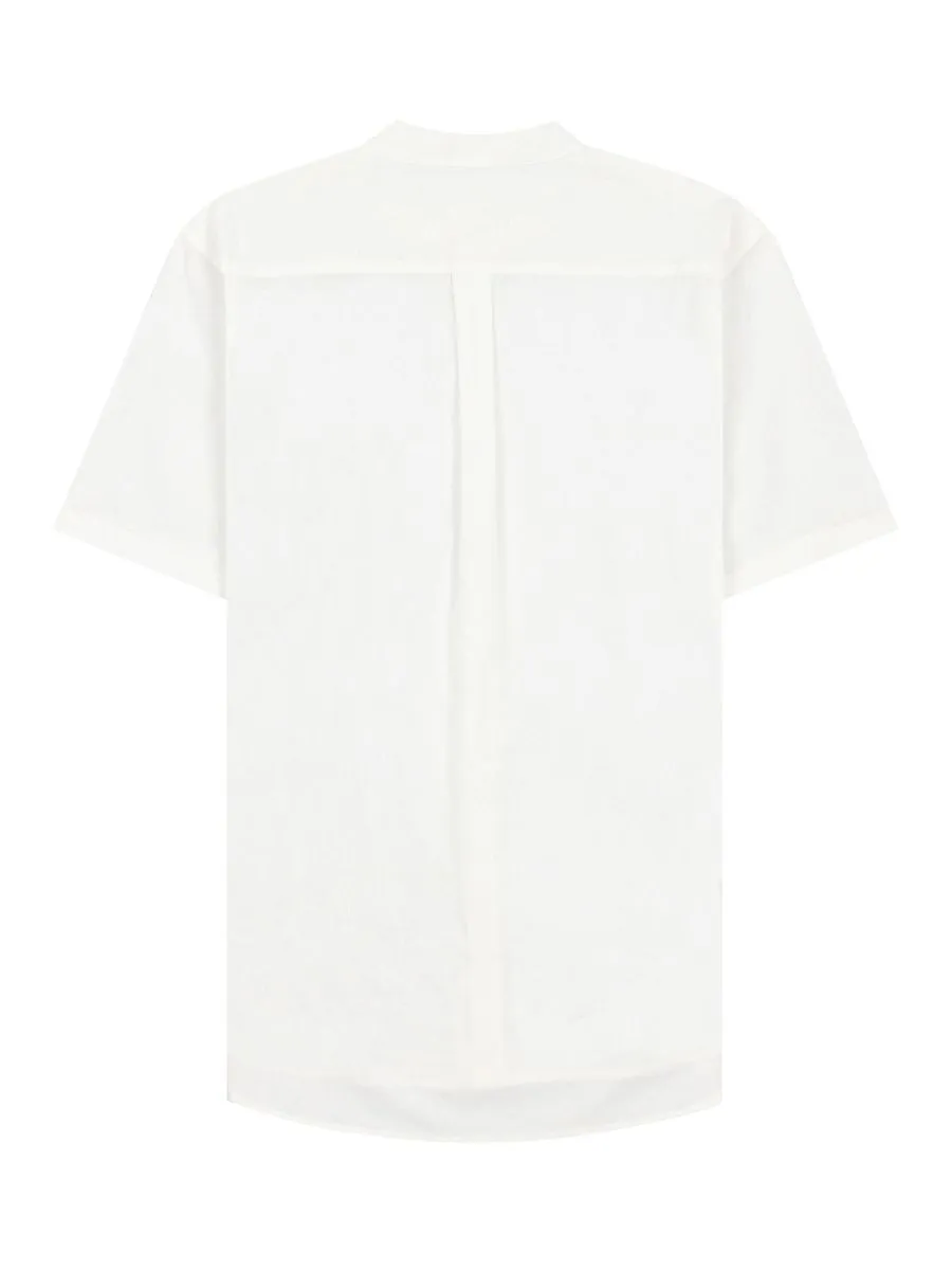 GIORDANO Men's Slim Fit Short Sleeve Linen Shirts White