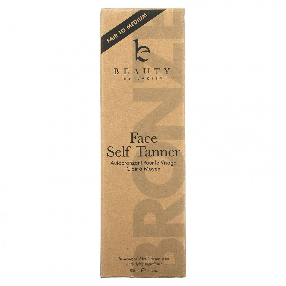Beauty By Earth, Средство для автозагара для лица, от умеренного до среднего, 85 мл (3 жидк. Унции)