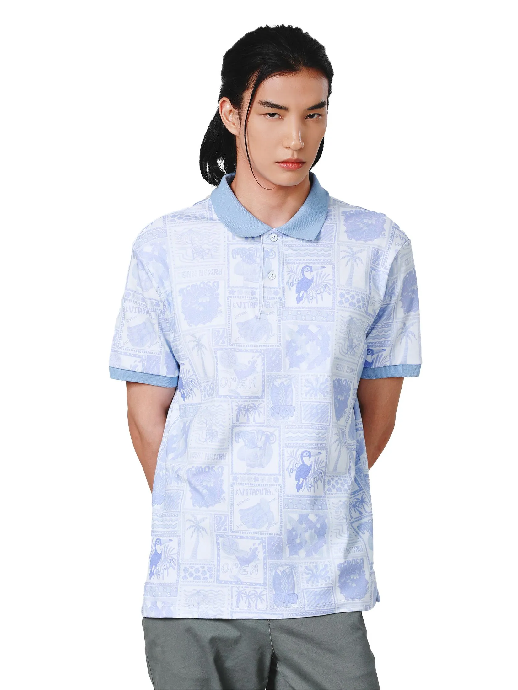JOHN HENRY Men's Polo (Slim Fit) SONGKRAN FESTIVAL Blue