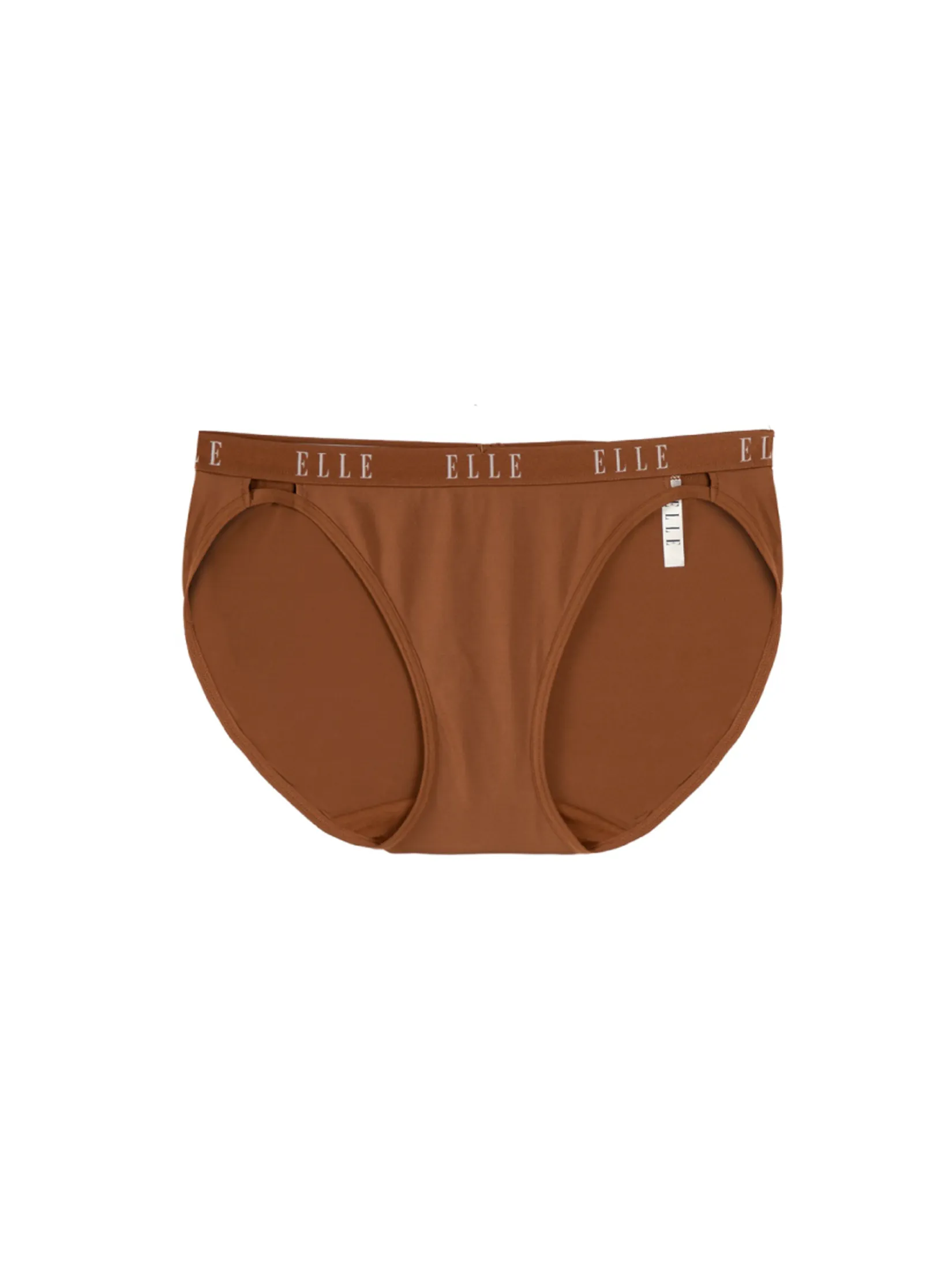 ELLE LINGERIE Women Sexy Lowrise Panties woven elastic waistband ELLE LOGO LU1946 - Brown