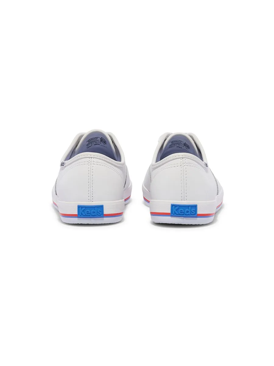 KEDS Women Champion Leather Bottom Foxing Stripe White