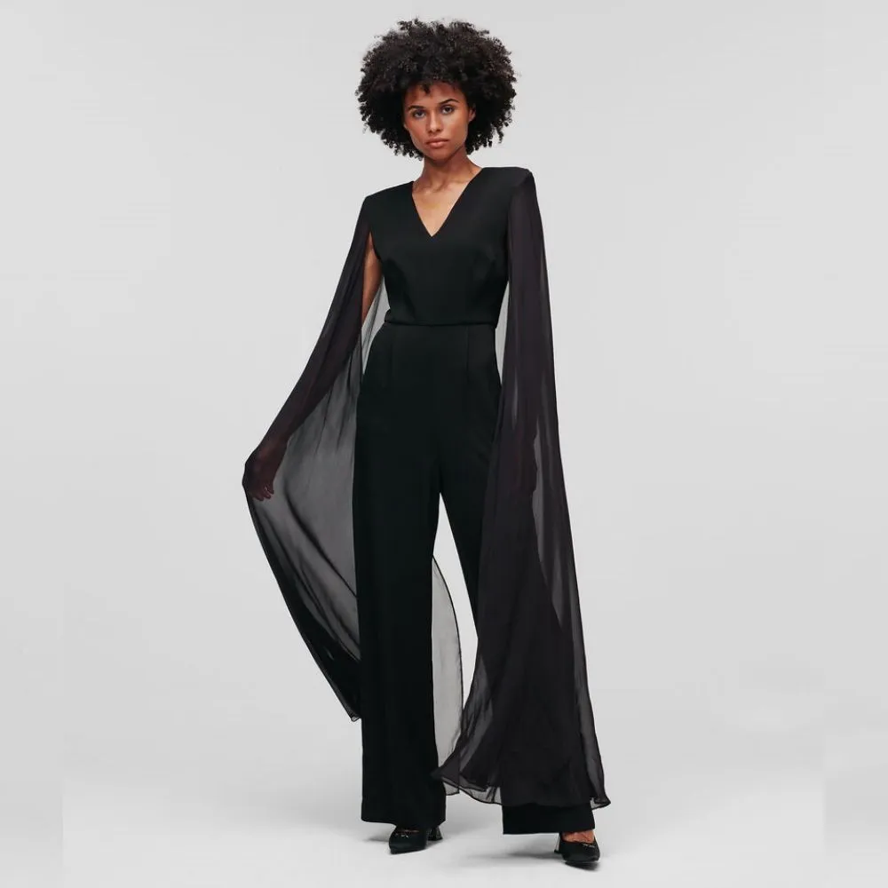 KARL LAGERFELD CAPED JUMPSUIT BLACK