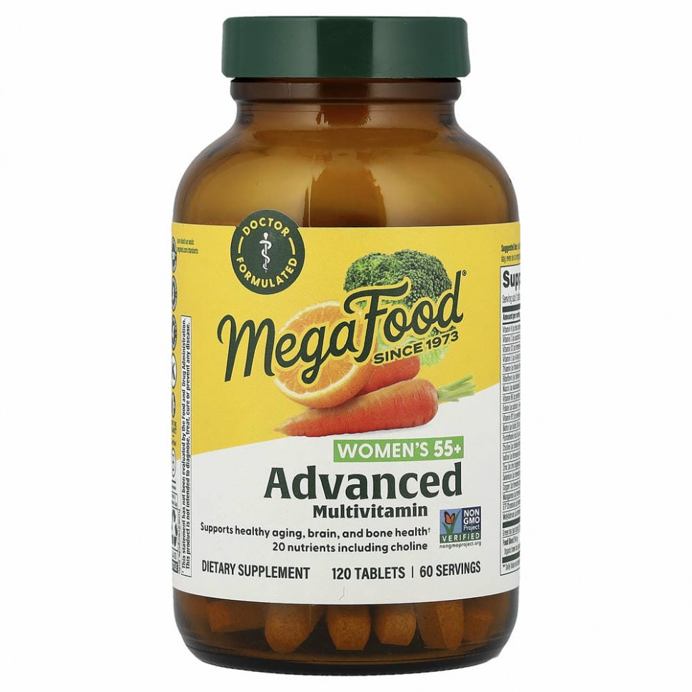 MegaFood, Multi for Women 55+, комплекс витаминов и микроэлементов для женщин старше 55 лет, 120 таблеток