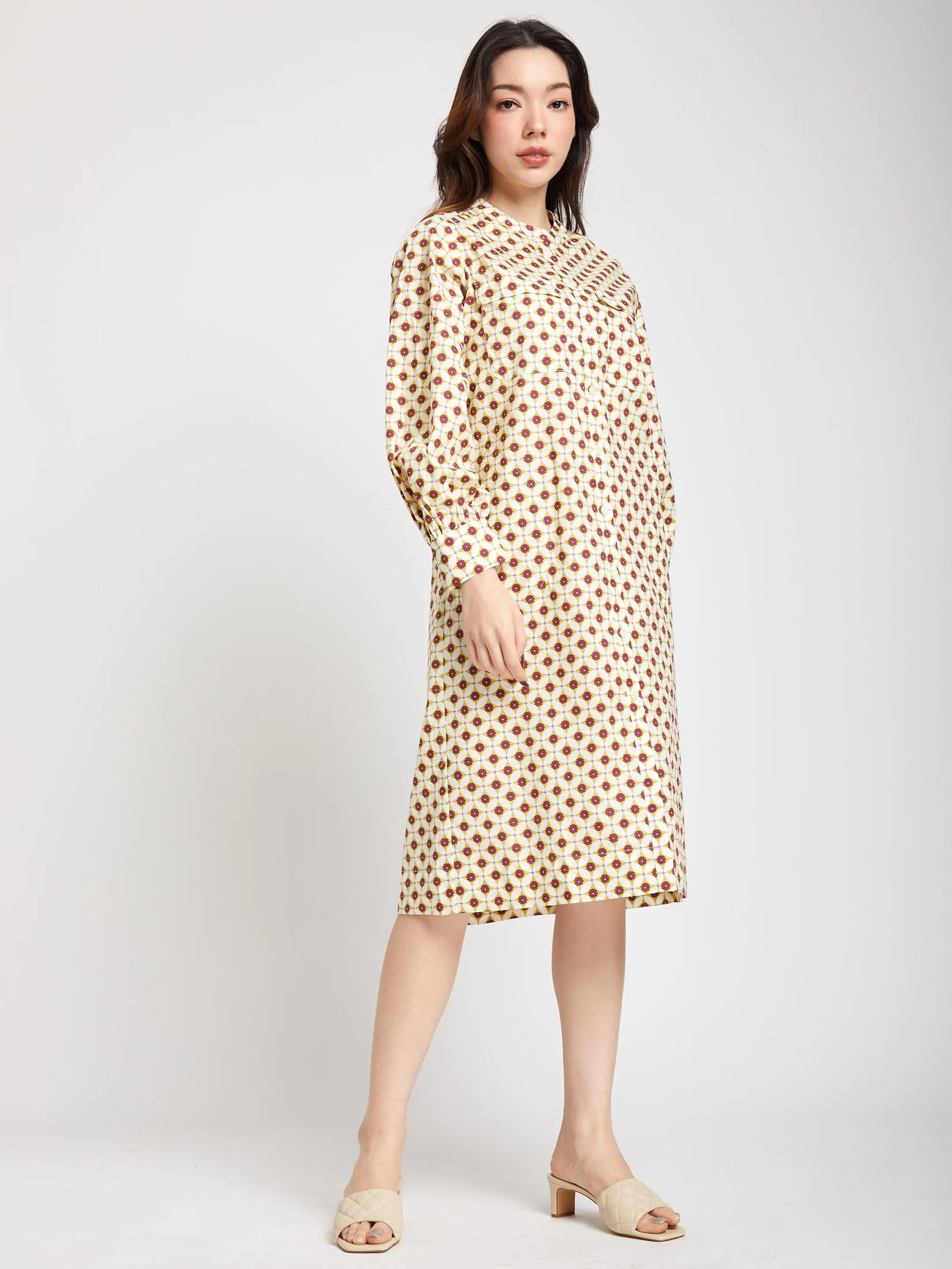 ALUMNUS ALUMNUS Women Dress Long Sleeves Collar Two Pockets on Chest Print Burgundy | 50% Off | Central Online