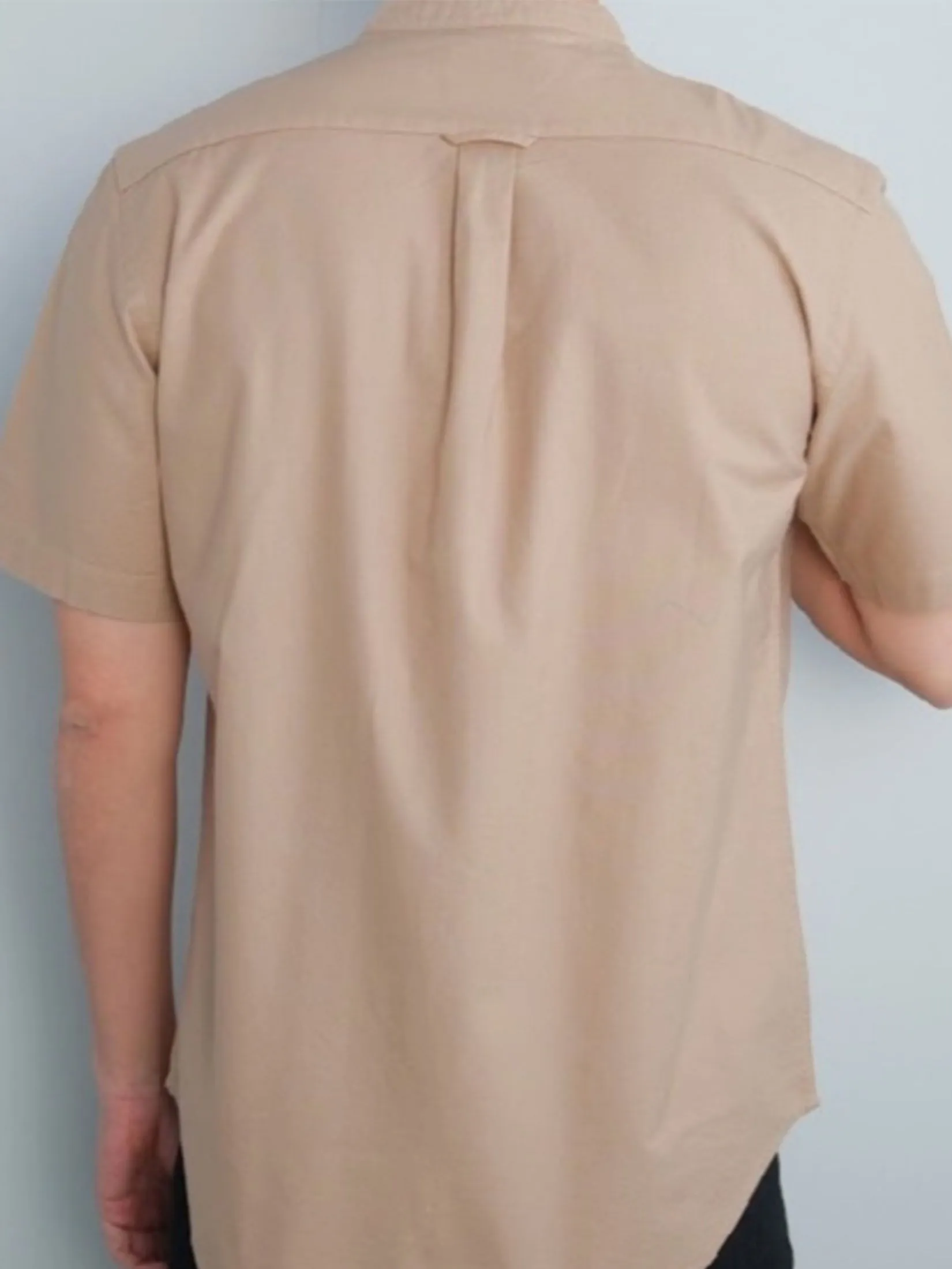 ERA-WON Men's Oxford Shirt Short Sleeve Comfort Fit Mandarin collar Beige