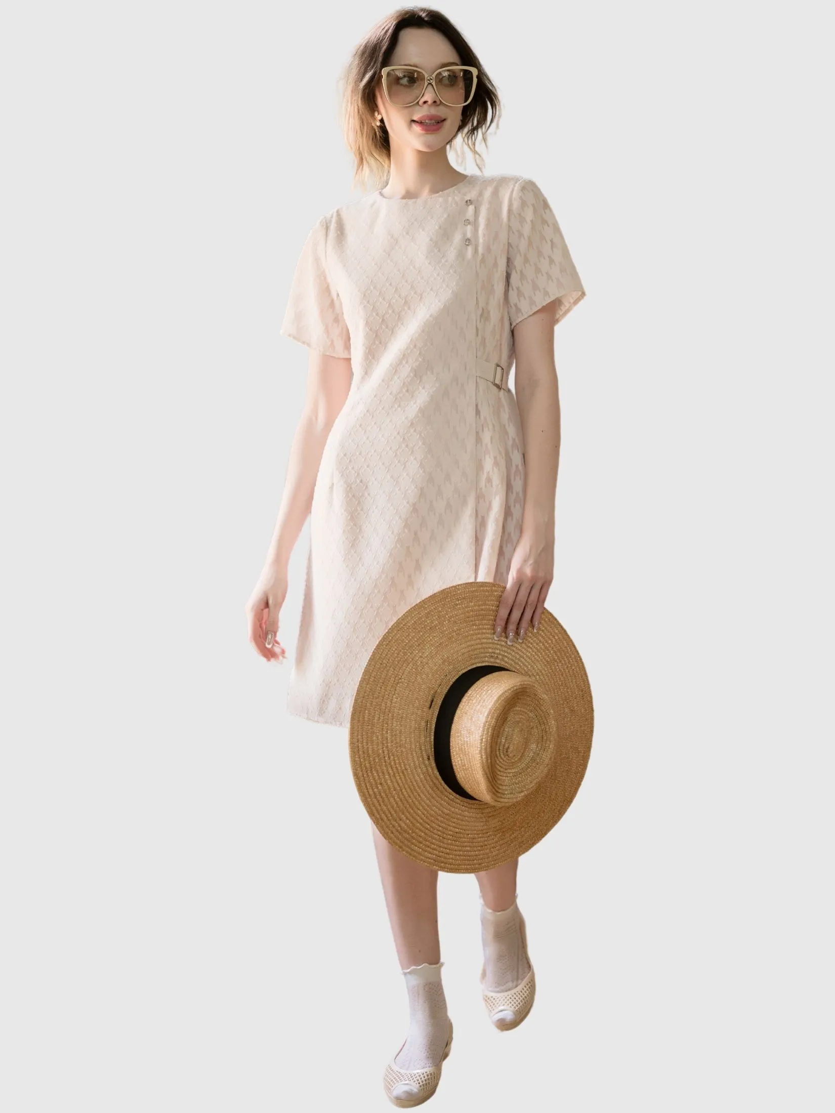 AMILA Women Dress Short Sleeves Uragiri Cream