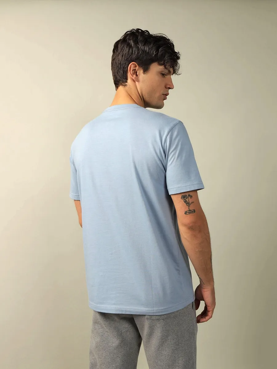AMERICAN EAGLE MEN G SS ACTIVE 24/7 SET IN TEE- CVC FAUX HTHR + SERIOUSLY SOFT WASH 440 SOFT BLUE