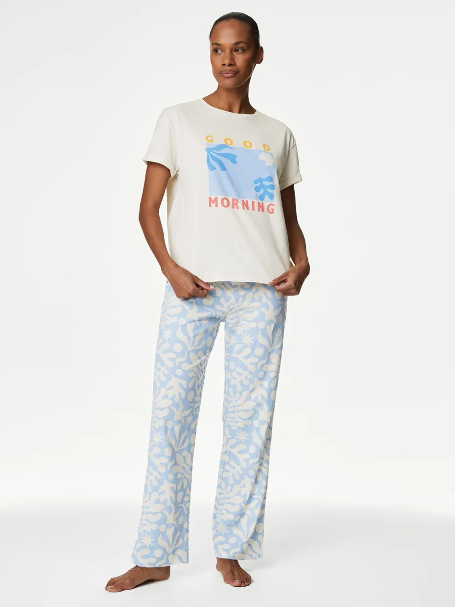 MARKS & SPENCER Women Pyjama Set Pure Cotton Printed
