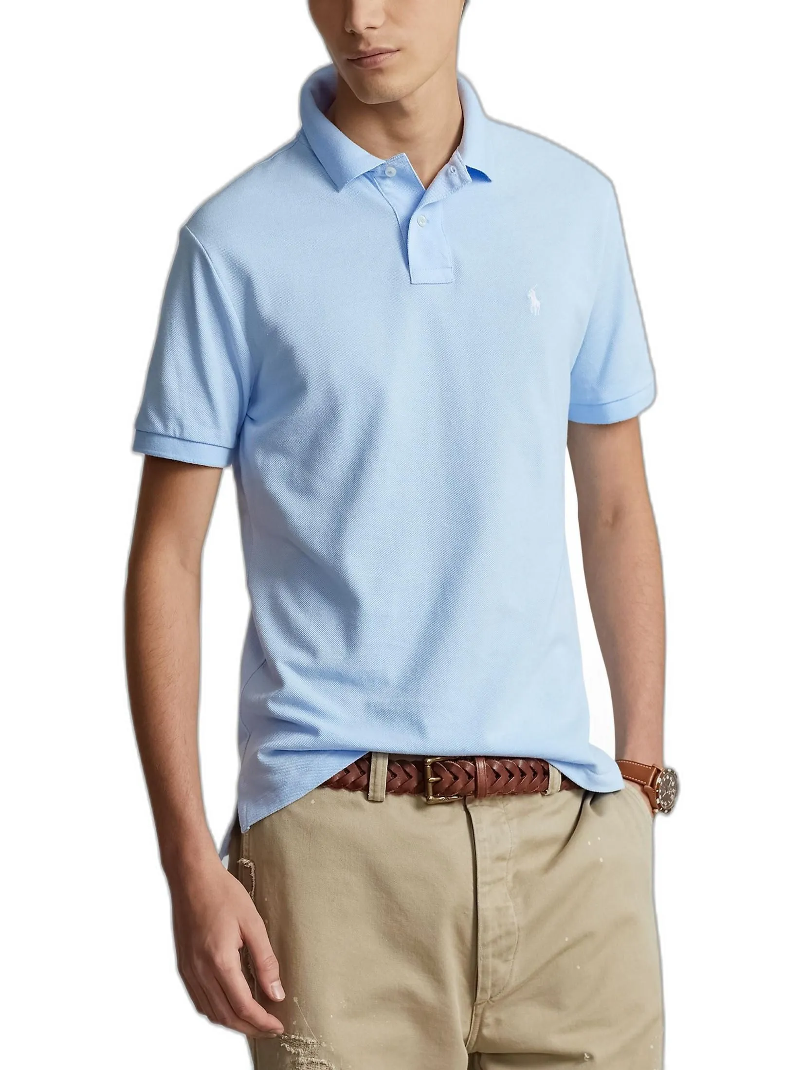 POLO RALPH LAUREN Polo Ralph Lauren POLO-Custom Slim Fit Mesh Polo Shirt MNPOKNI1N820491 400 BLUE