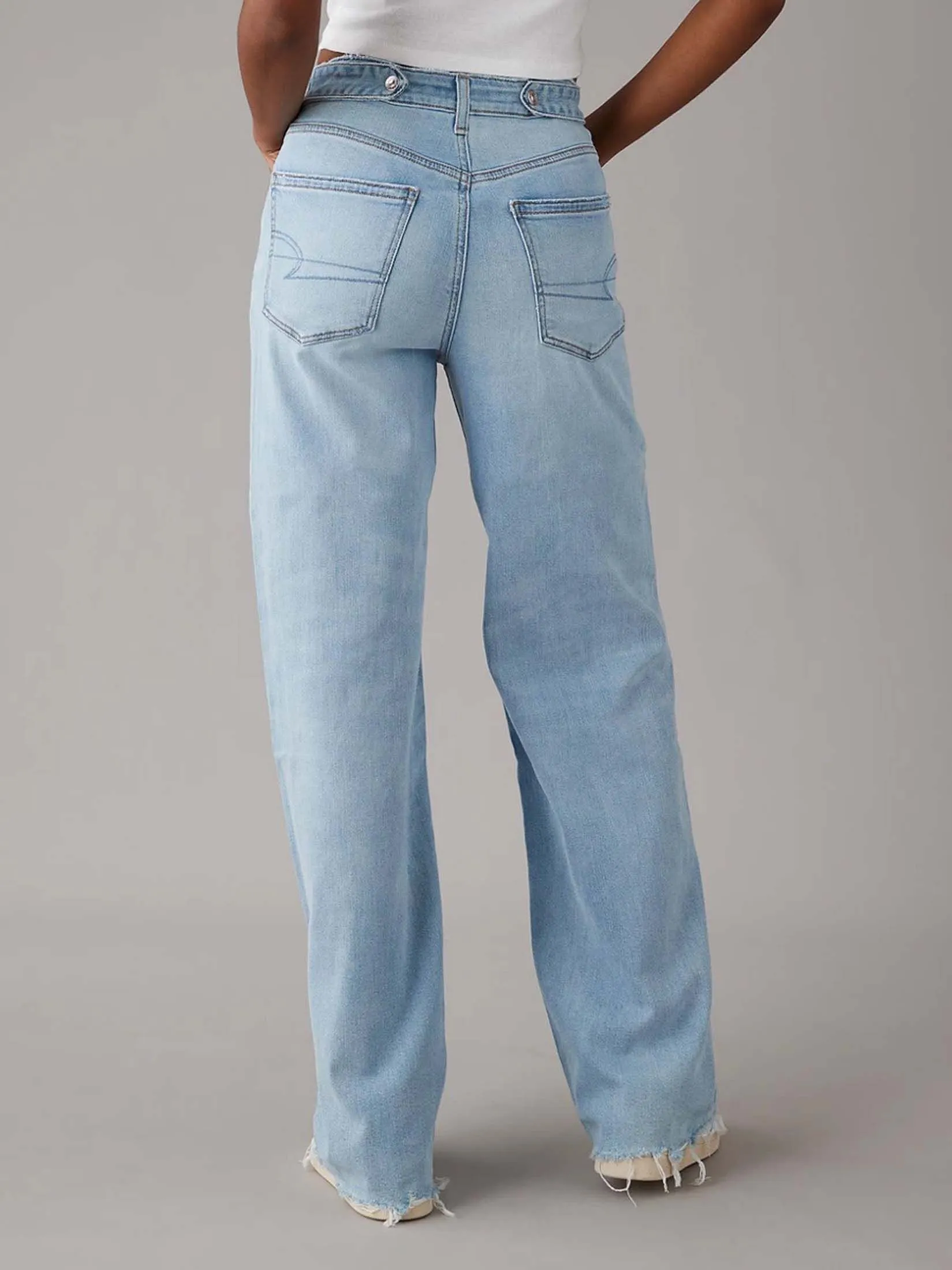 AMERICAN EAGLE WOMEN SHR BAGGY WIDE LEG 987 LIGHT VINTAGE