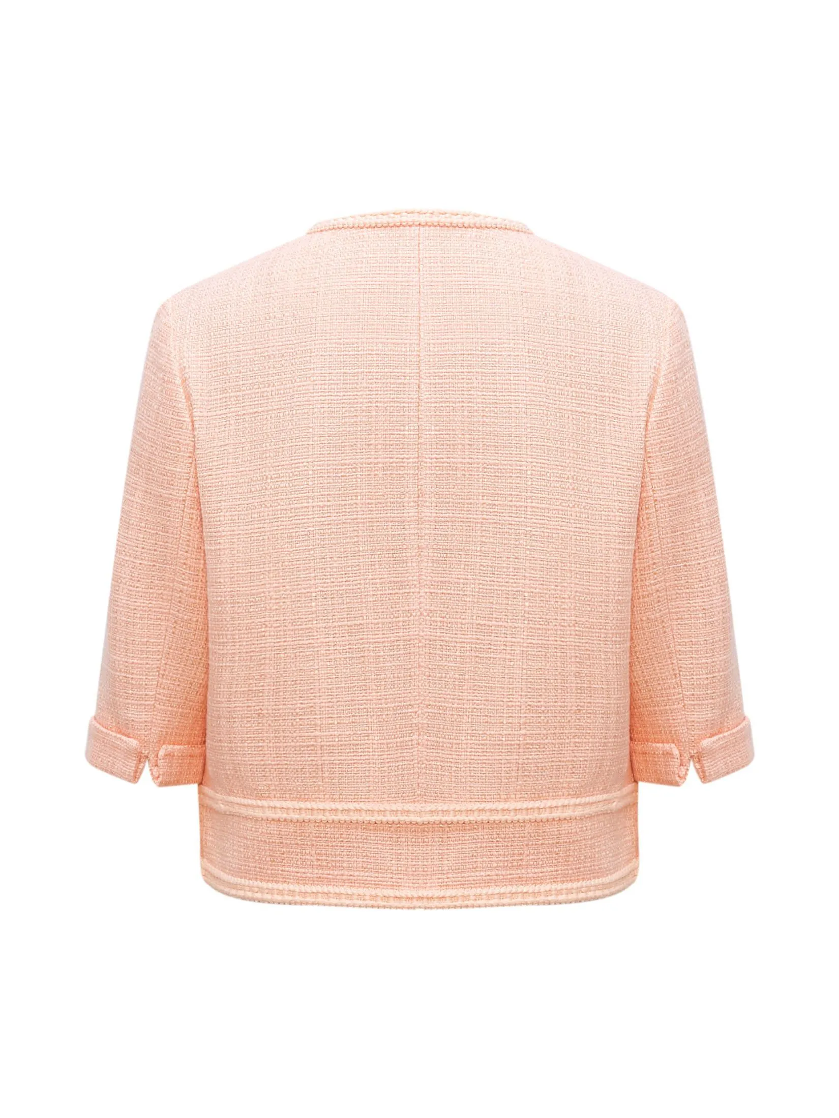 G2000 Women Clothing Cotton Blend Tweed Round Neck Jacket Easy Fit - Pink