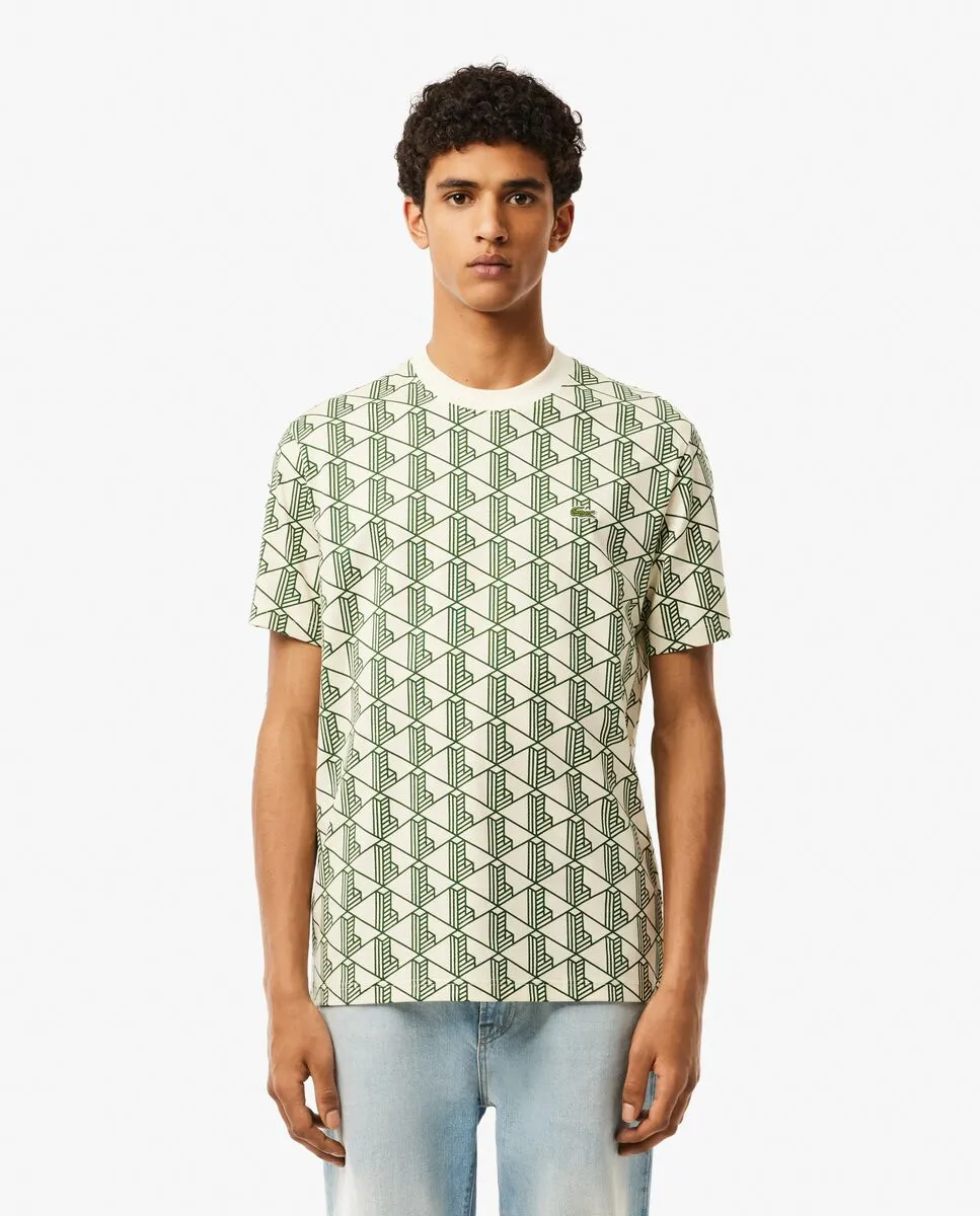 LACOSTE Monogram Cotton T-shirt White