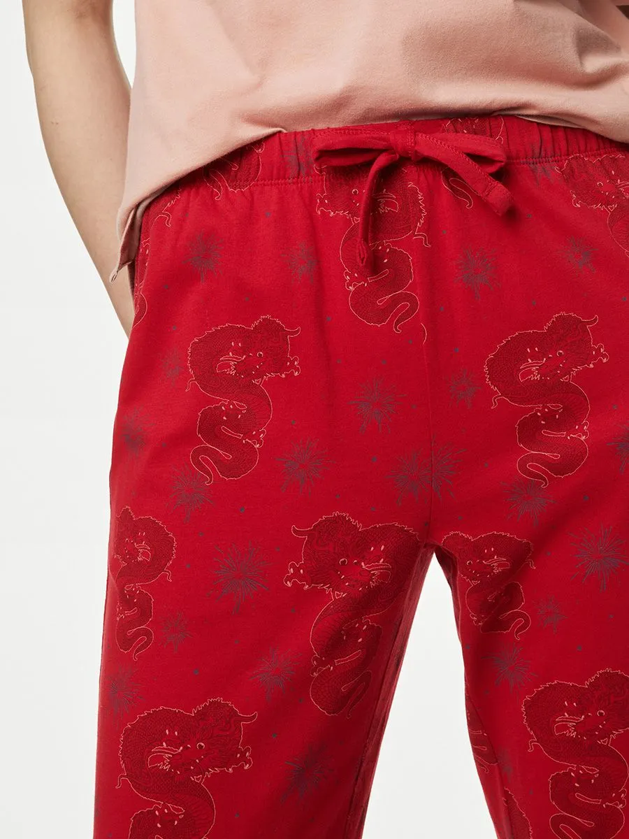 MARKS & SPENCER Women Pyjama Set Pure Cotton Lunar New Year Fire Brick