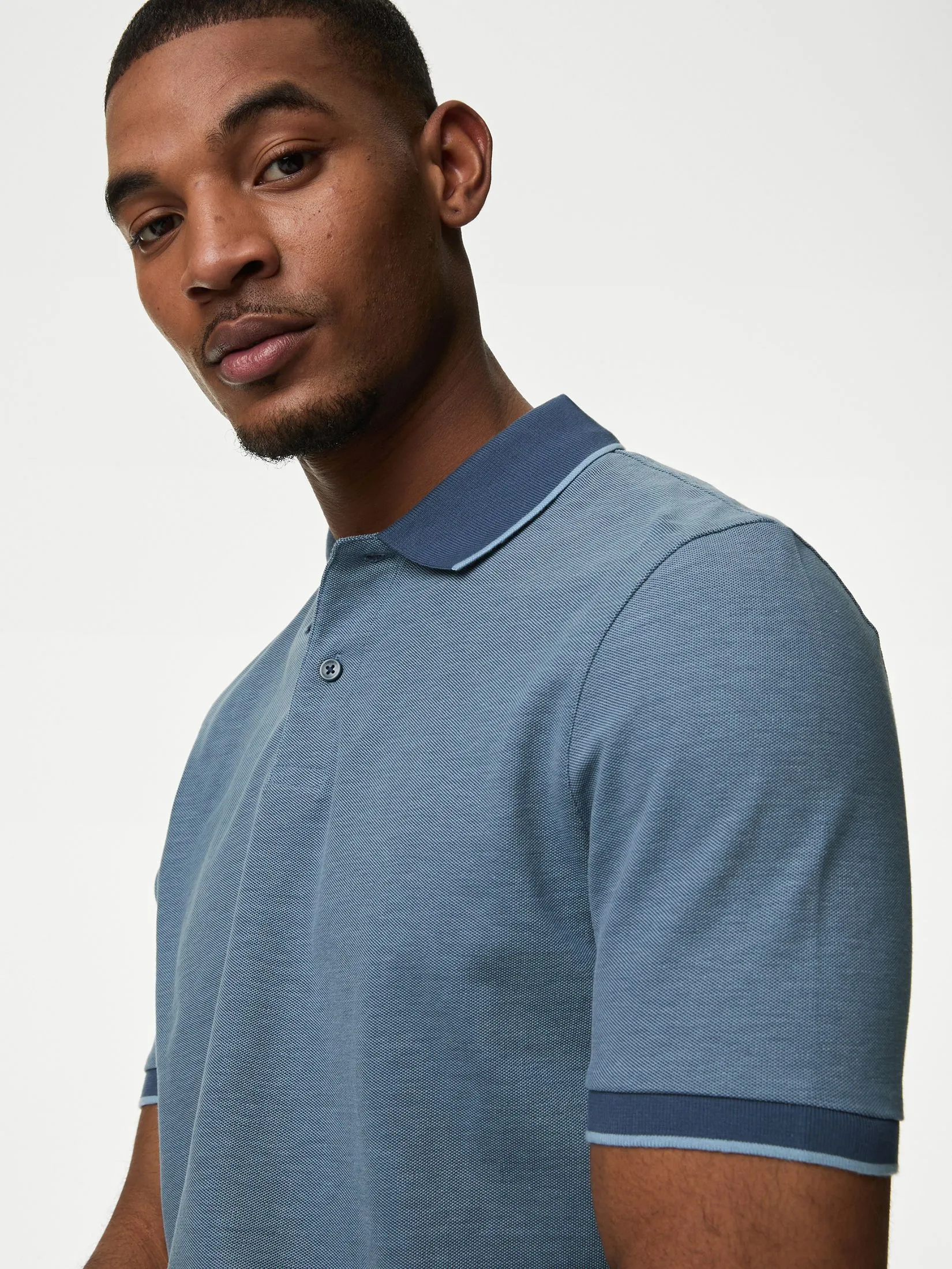 MARKS & SPENCER Men Shirt Pure Cotton Tipped Pique