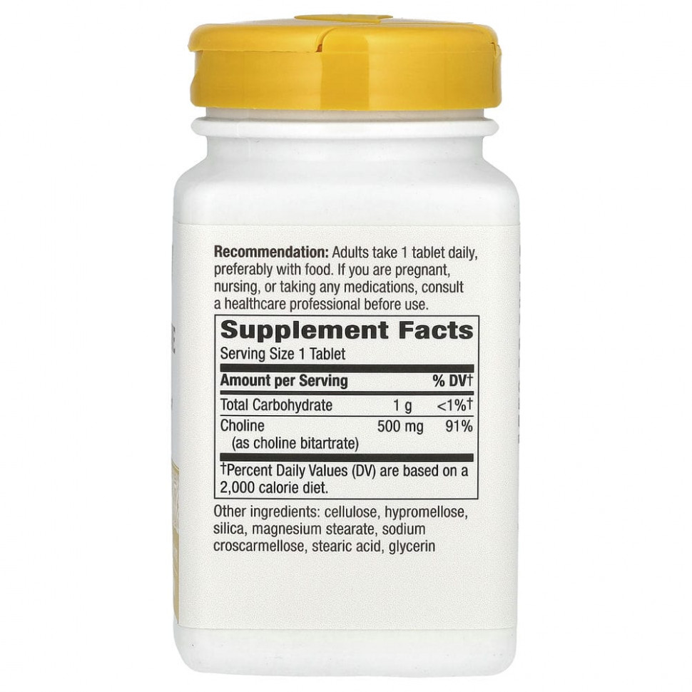 Nature's Way, холин, 500 мг, 100 веганских таблеток