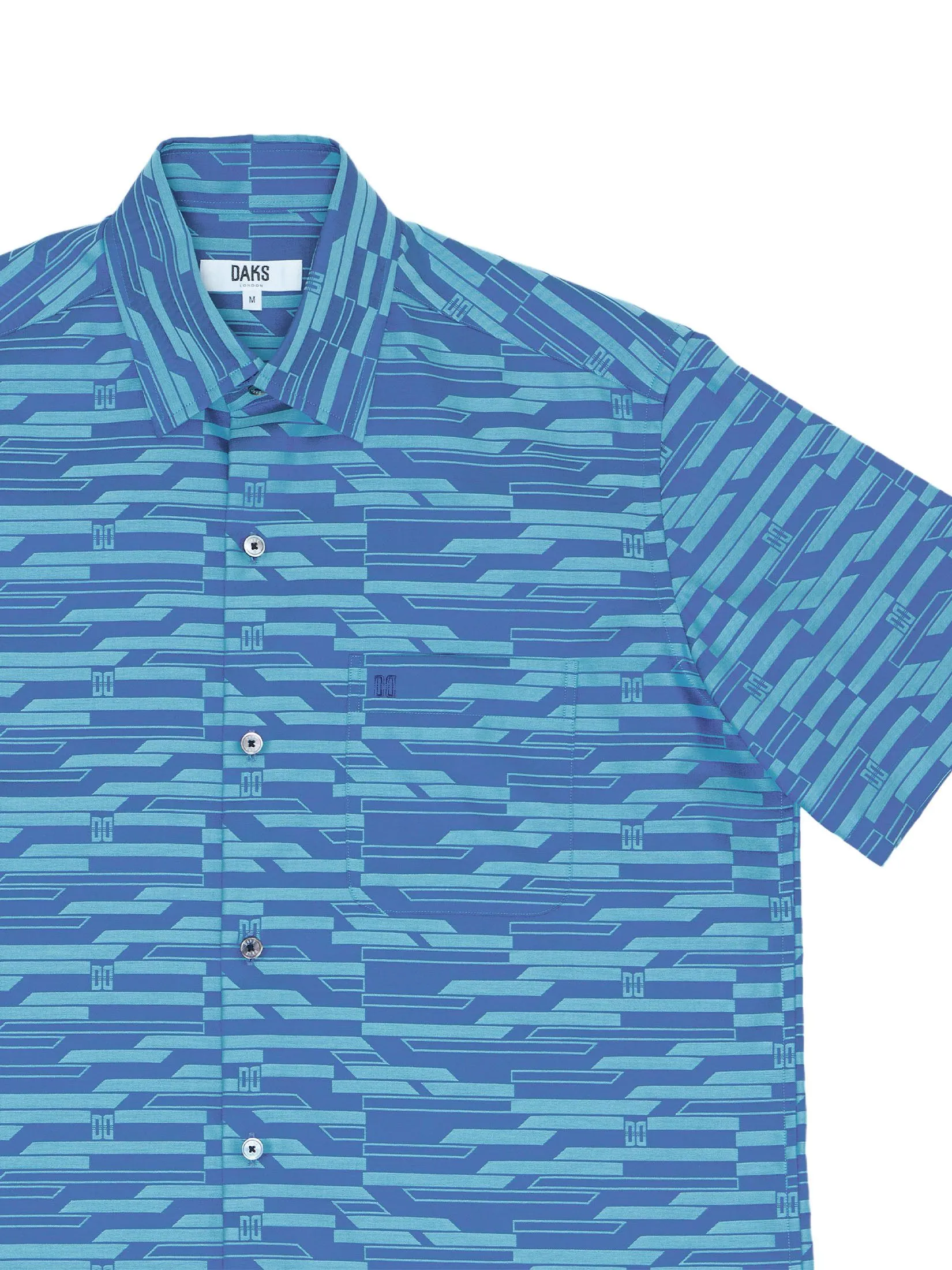 DAKS Men Short Sleeve Shirt Regular Fit Navy