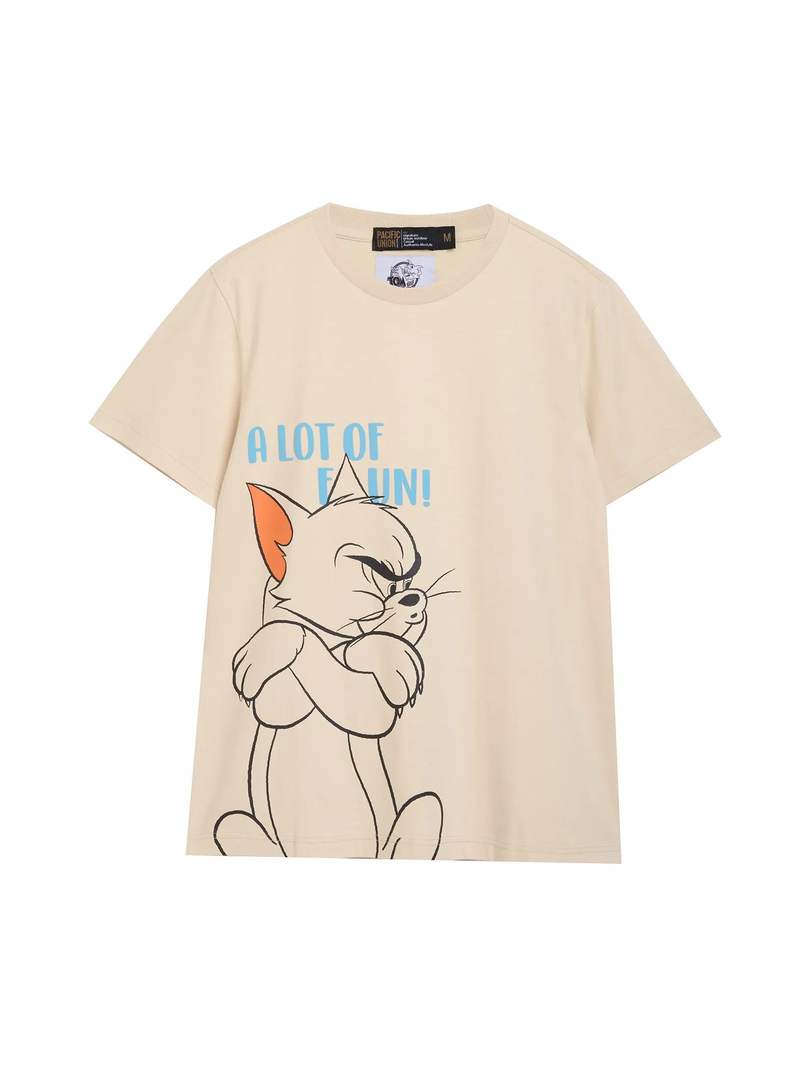 PACIFIC UNION Unisex T-Shirt Graphic Tom and Jerry Beige