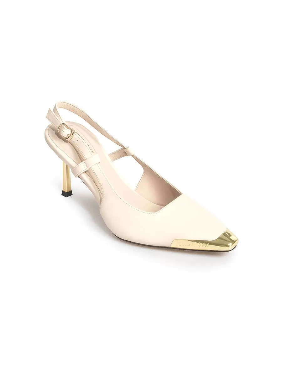 KENNETH COLE WOMEN HEELS ADIA SLINGBACKS X ANNE THONGPRASOM / EGG SHELL