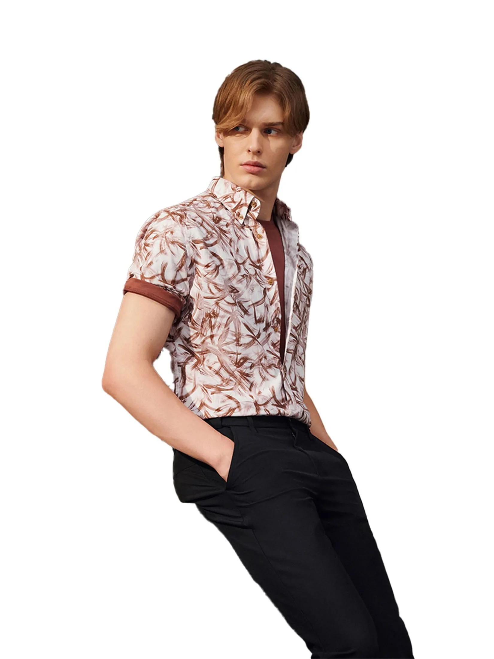 G2000 Men Clothing Wrinkle Free Cotton Smart Fit Short Sleeve Casual Shirt  Smart Fit - Brown