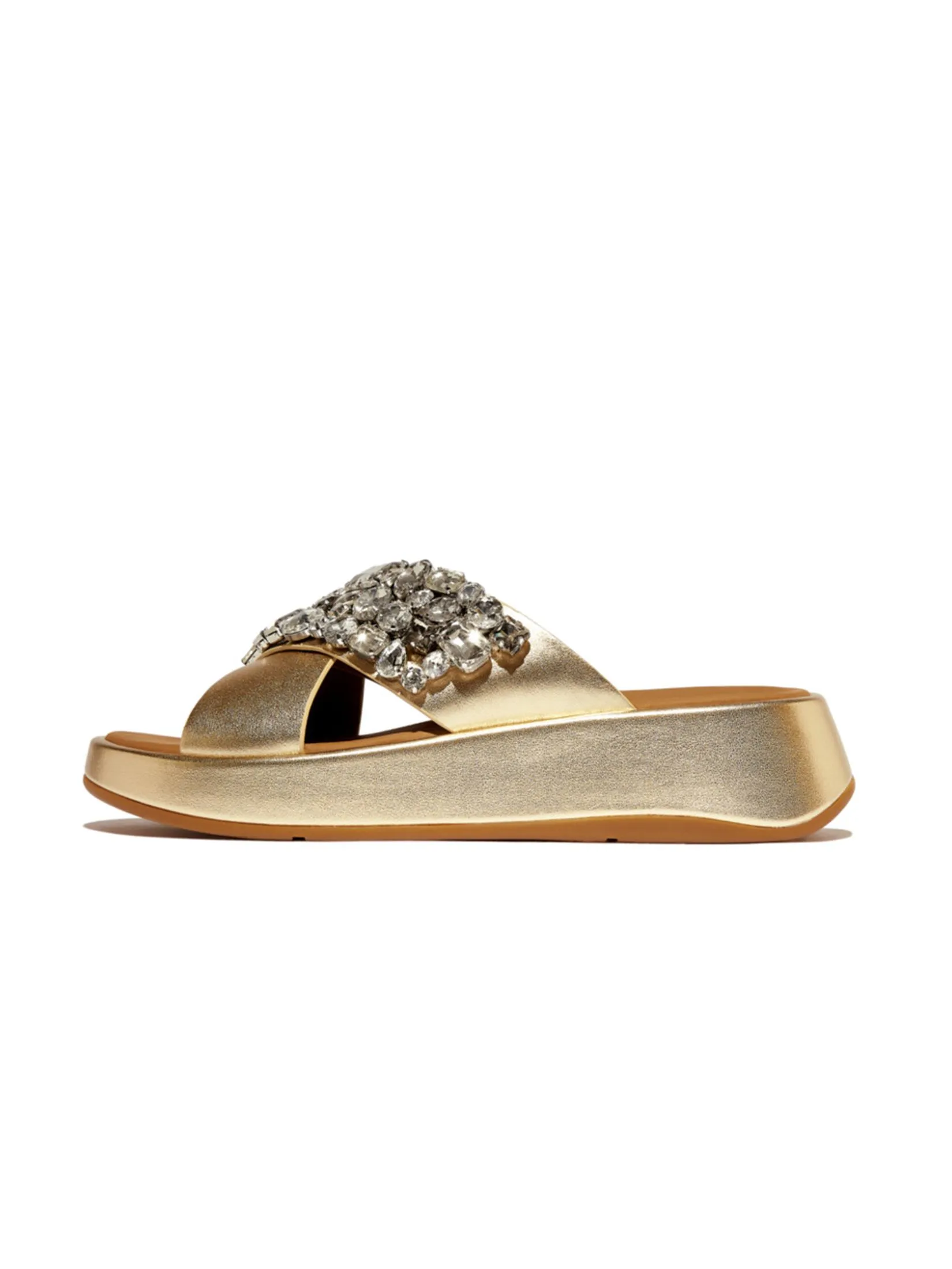 FitFlop™ WOMEN'S F-MODE JEWEL-DELUXE CROSS GOLD Size - 3 UK