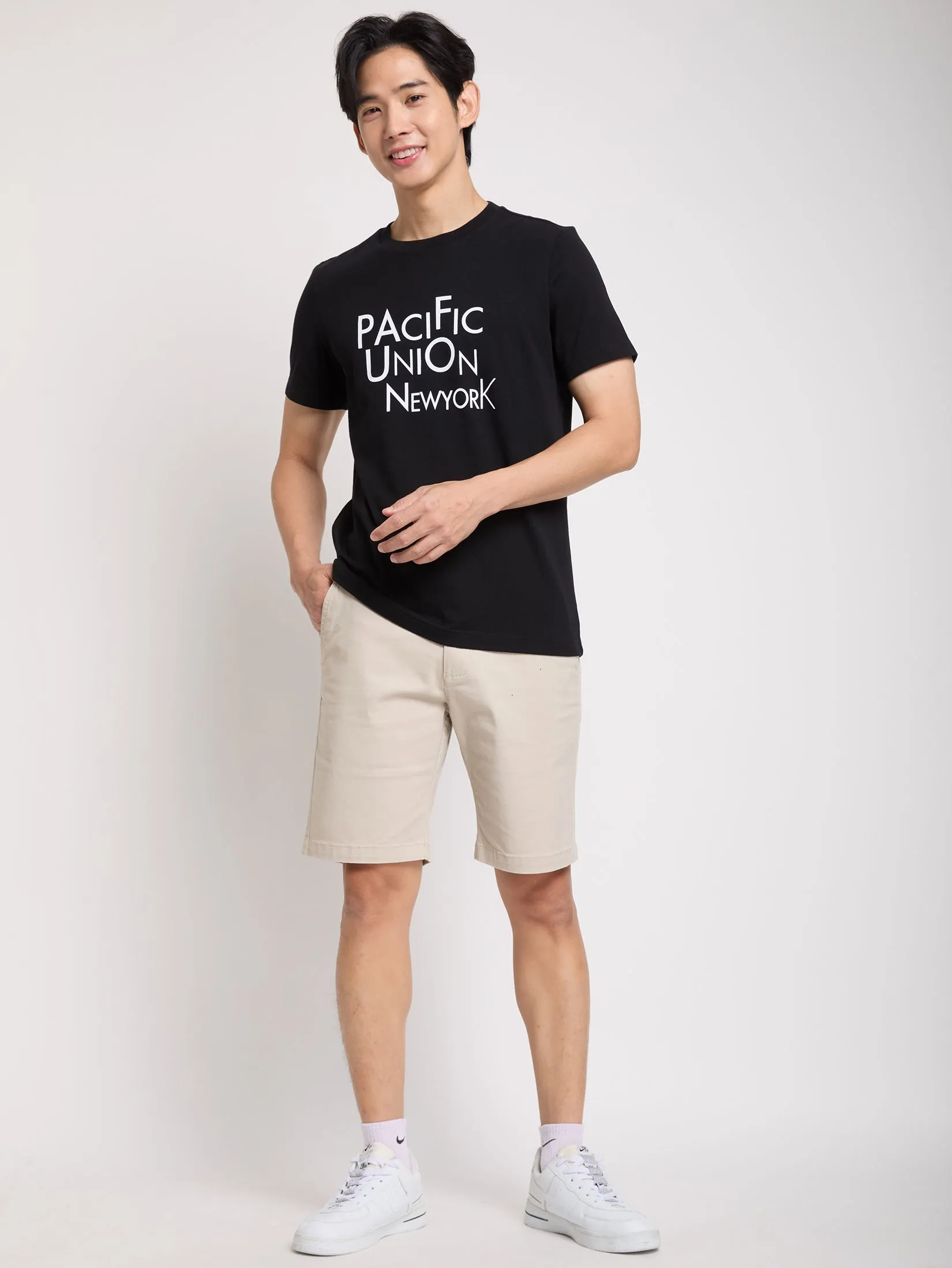 PACIFIC UNION Men T-Shirt Short Sleeves Logo Printed