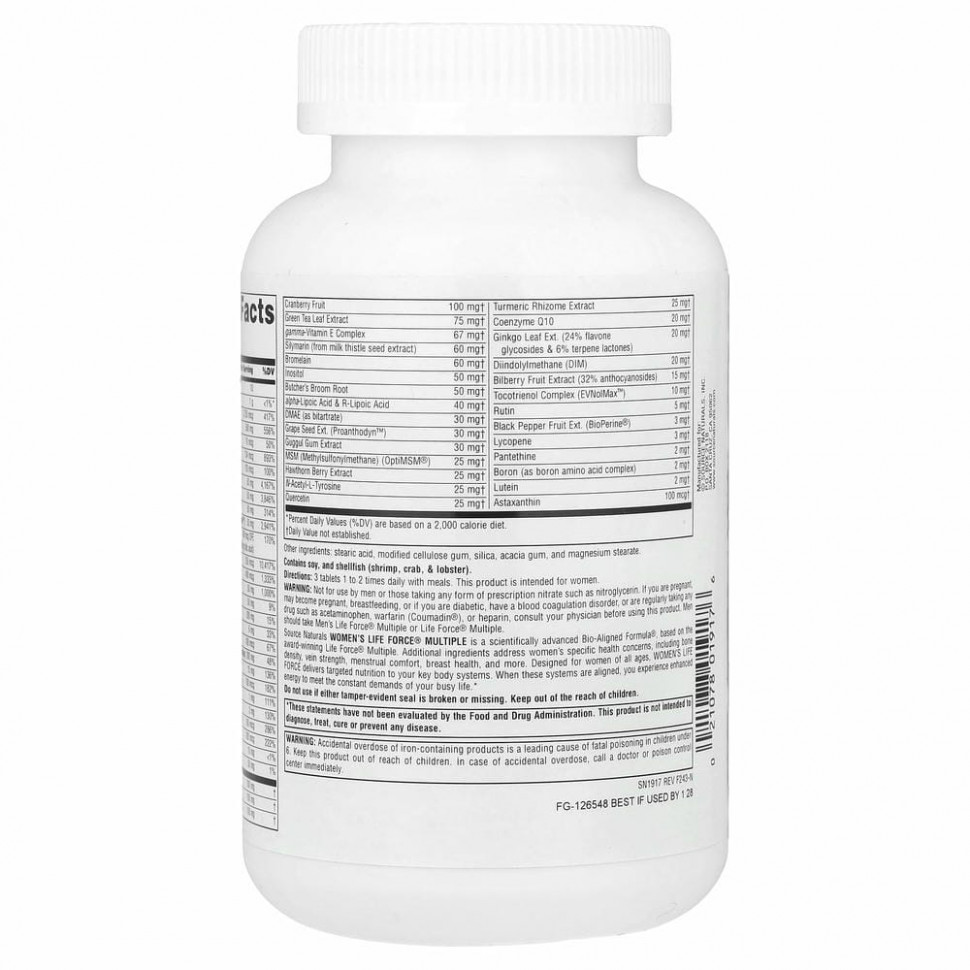 Source Naturals, Women's Life Force Multiple, 180 таблеток
