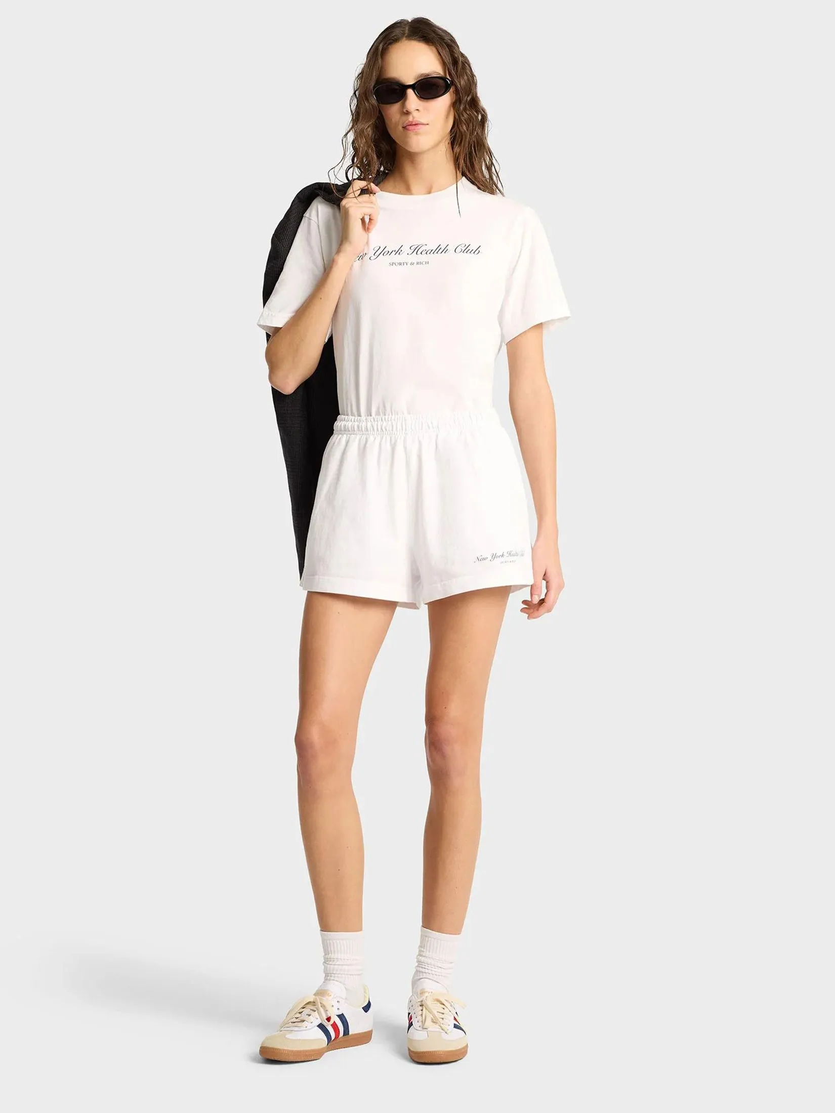 SPORTY & RICH Women Short Disco NY Health Club - White/Navy