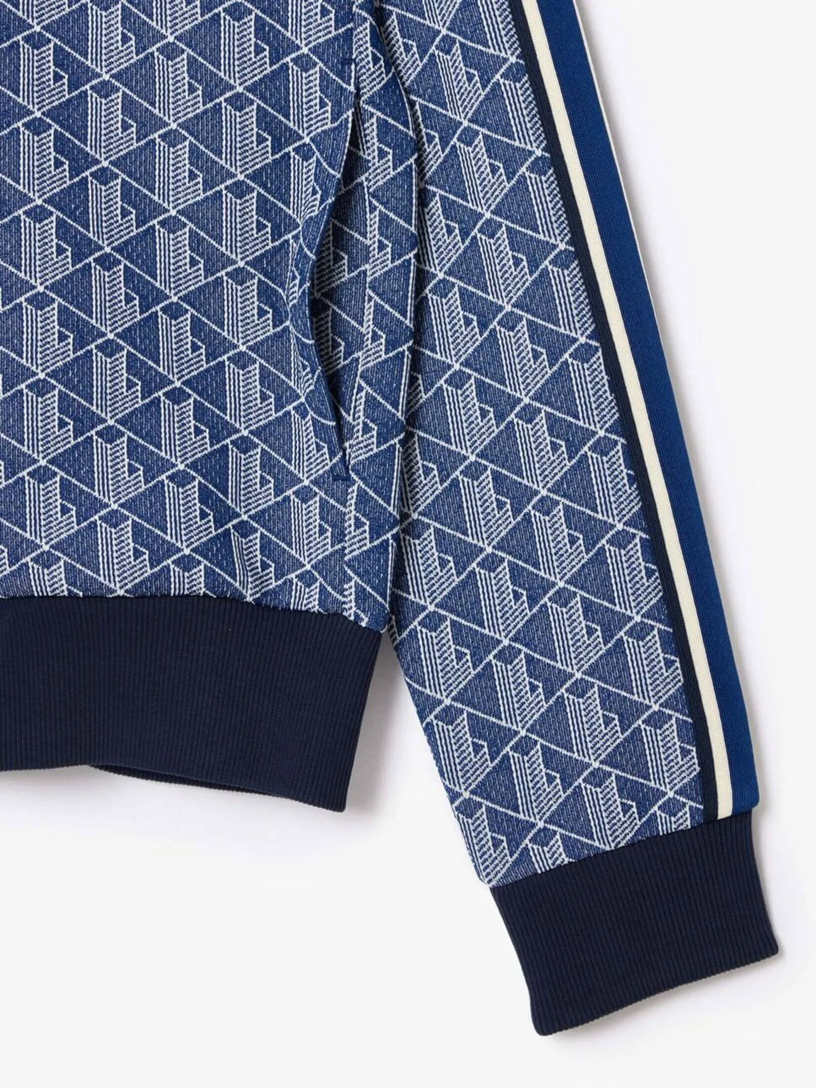 LACOSTE Paris Jacquard Monogram Zipped Sweatshirt Blue