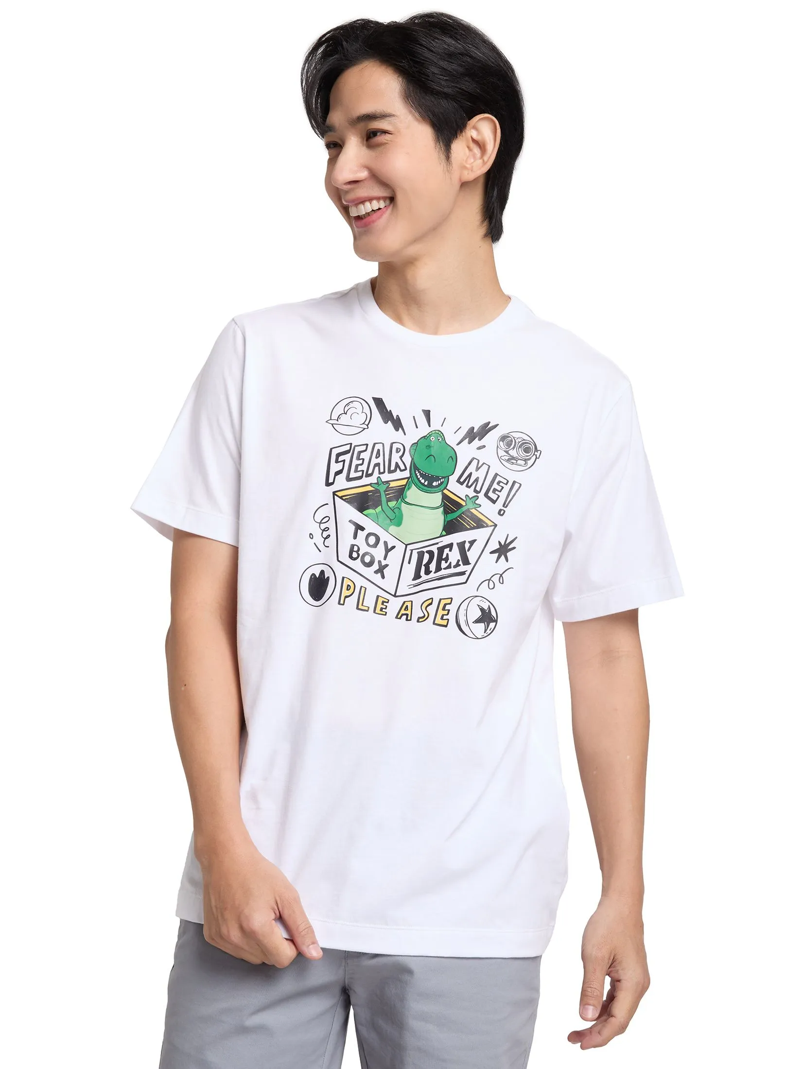 PACIFIC UNION Unisex T-Shirt Short Sleeves Toy Story Graphic Printed White