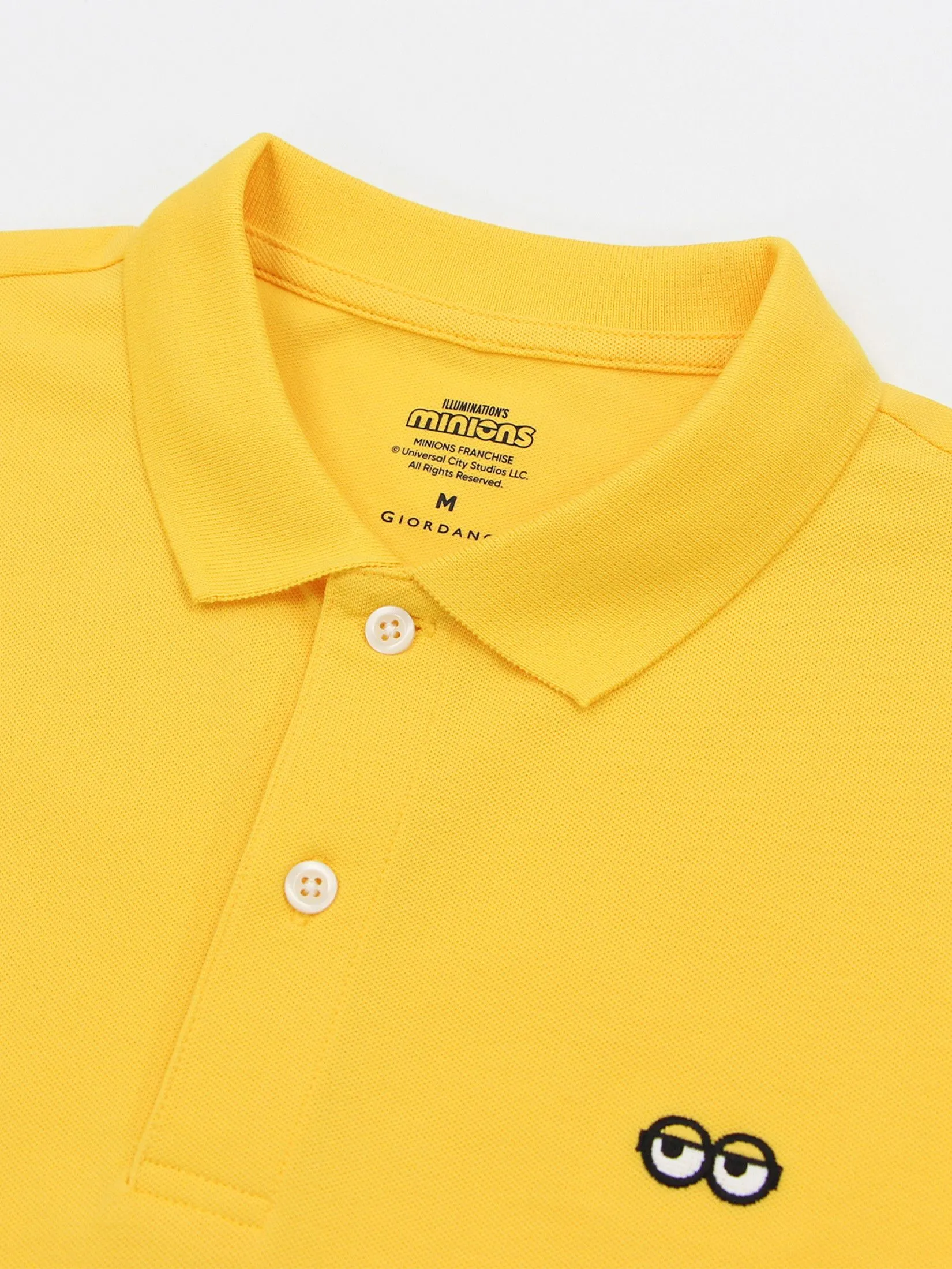 GIORDANO Men's Slim Lycra Pique Polo (Minions) Daffodil Yellow