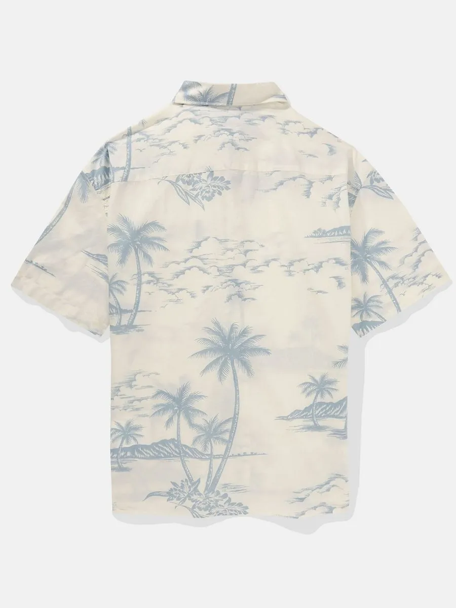 AMERICAN EAGLE MEN ATLANTIS TROPICAL SS OVERSIZED CSC COTTON RAYON 123 VINTAGE VANILLA