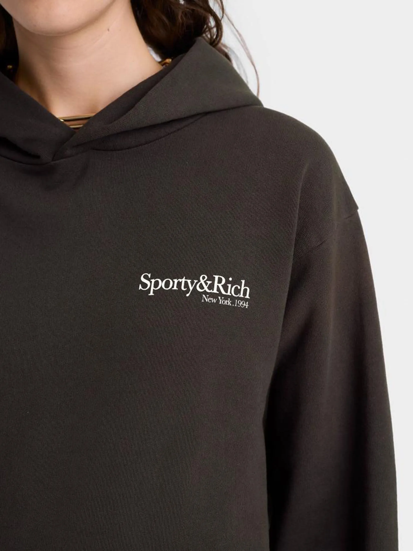 SPORTY & RICH Unisex Hoodie HWCNY Faded Black/White
