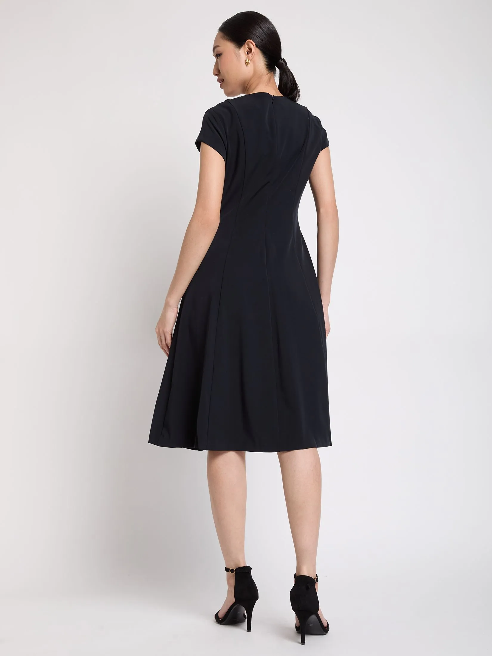 EXPRESSIONS Women Dress Cap Sleeves With Front Stitch Detail